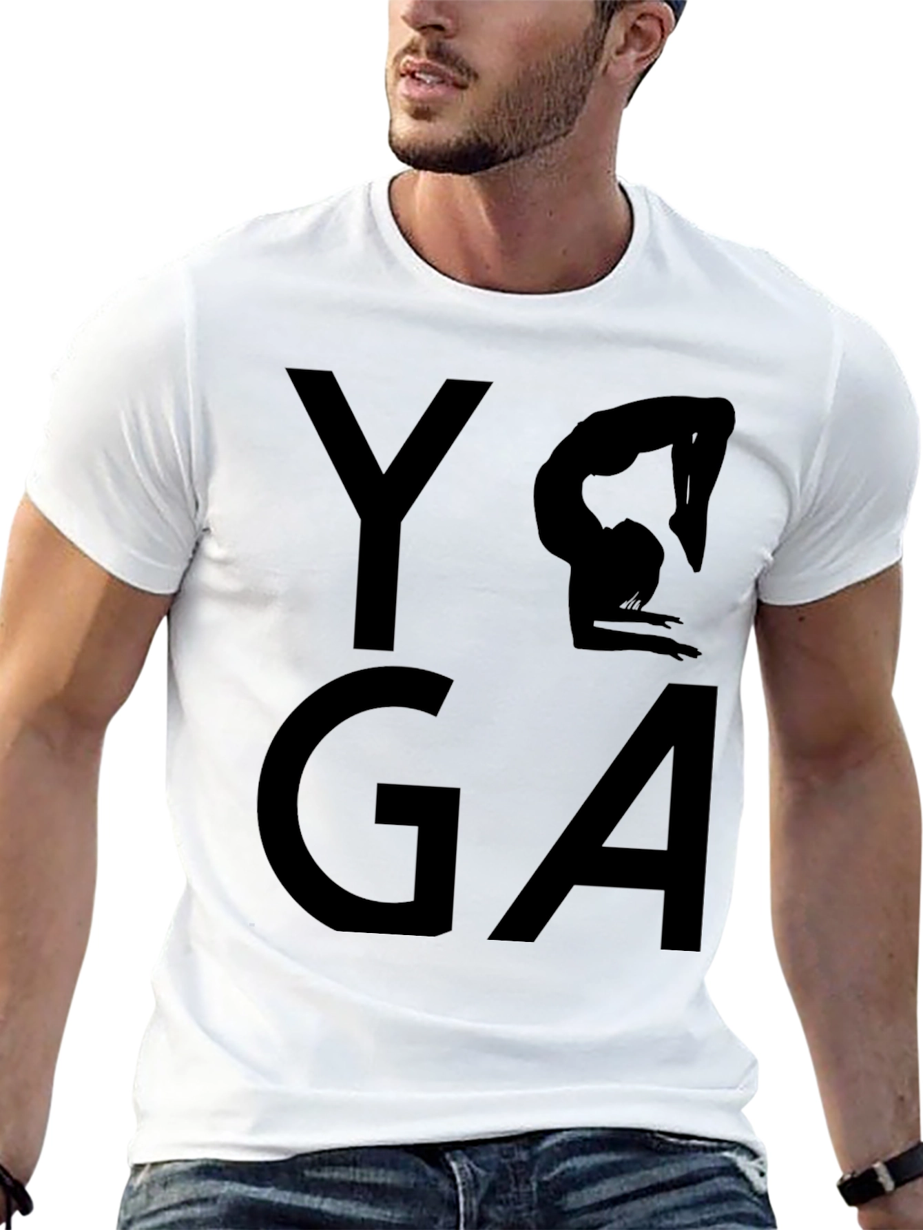 Yoga Pose Graphic Tee - Black Cotton T-Shirt