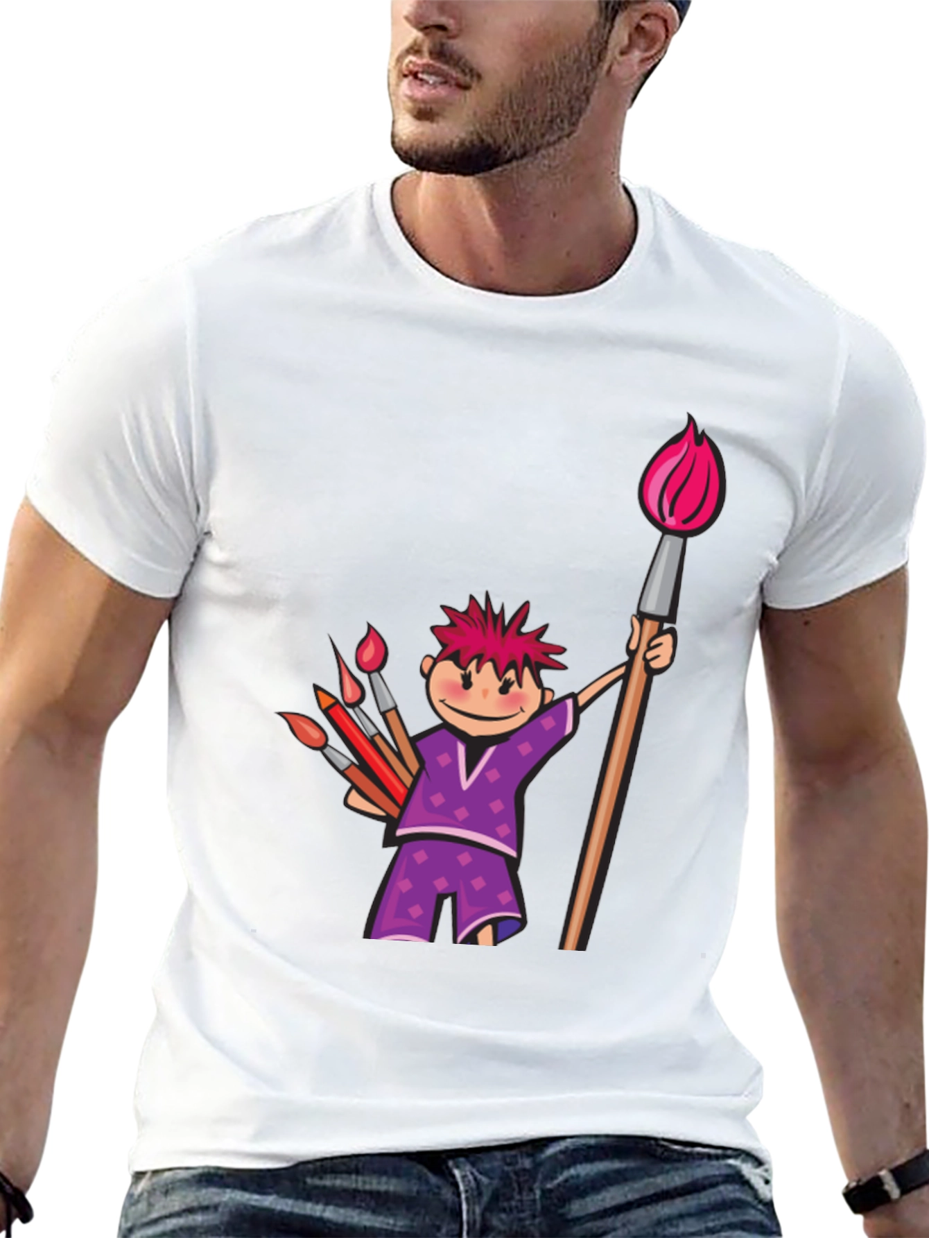 Artist Cartoon Graphic T-Shirt