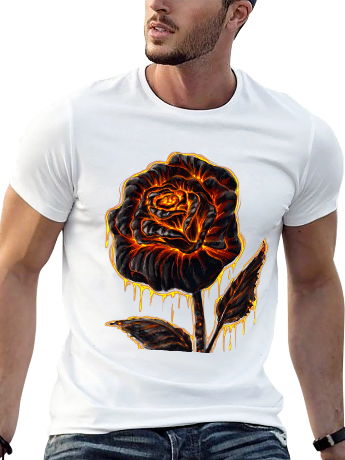 Fiery Rose Graphic T-Shirt - Lava Inspired Design