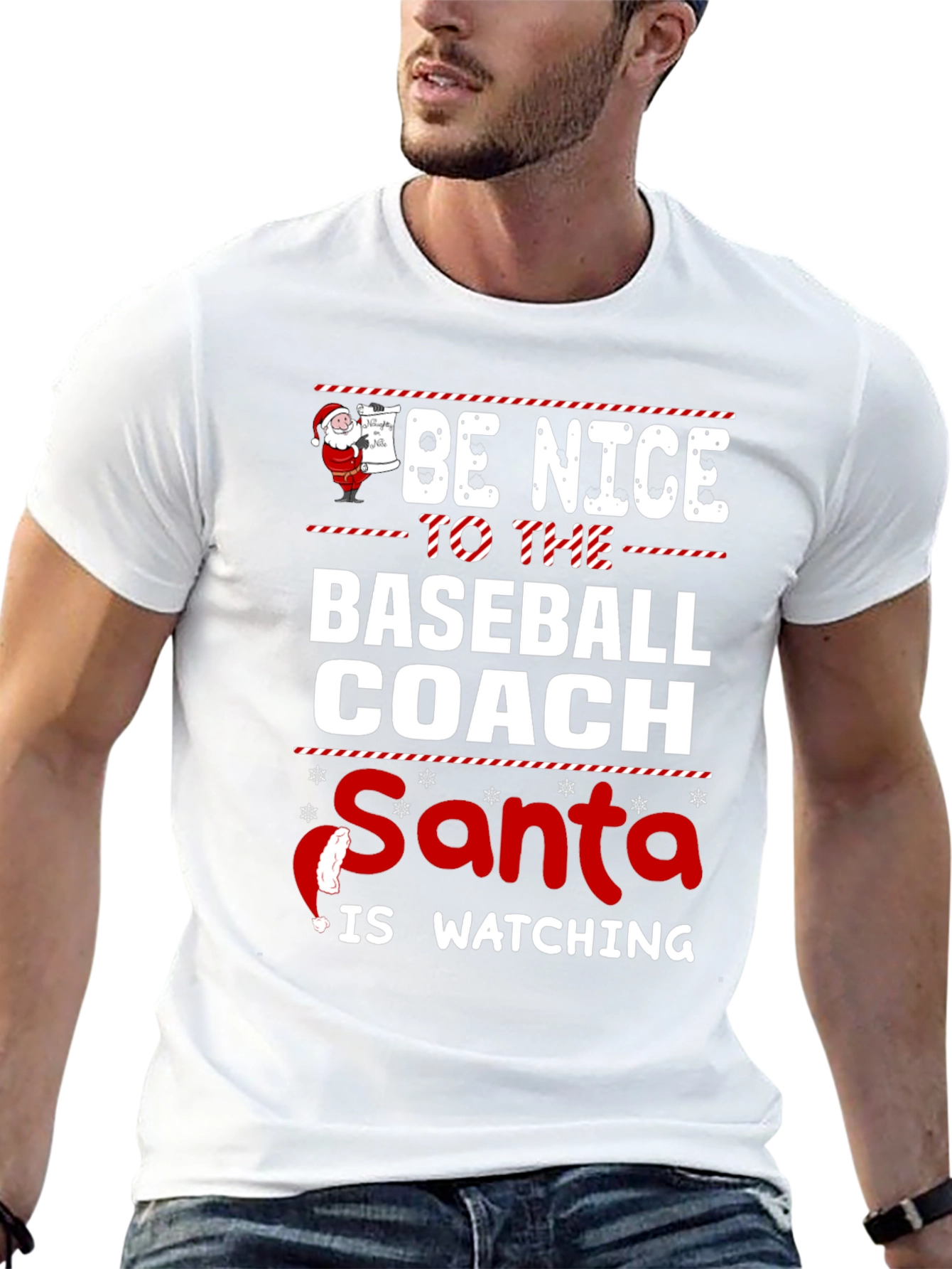 Be Nice to the Baseball Coach - Santa T-Shirt