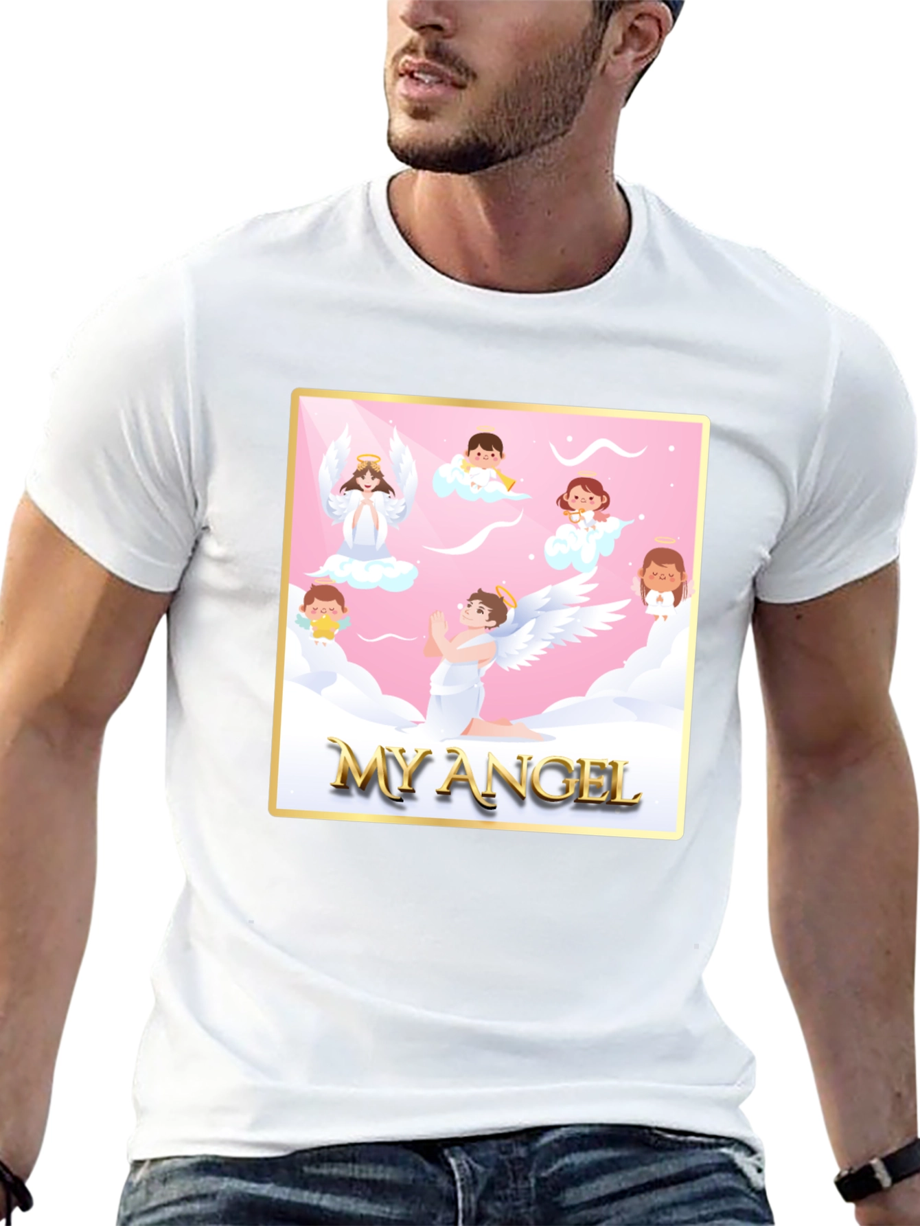 My Angel Graphic Tee - Black Crew Neck T-Shirt
