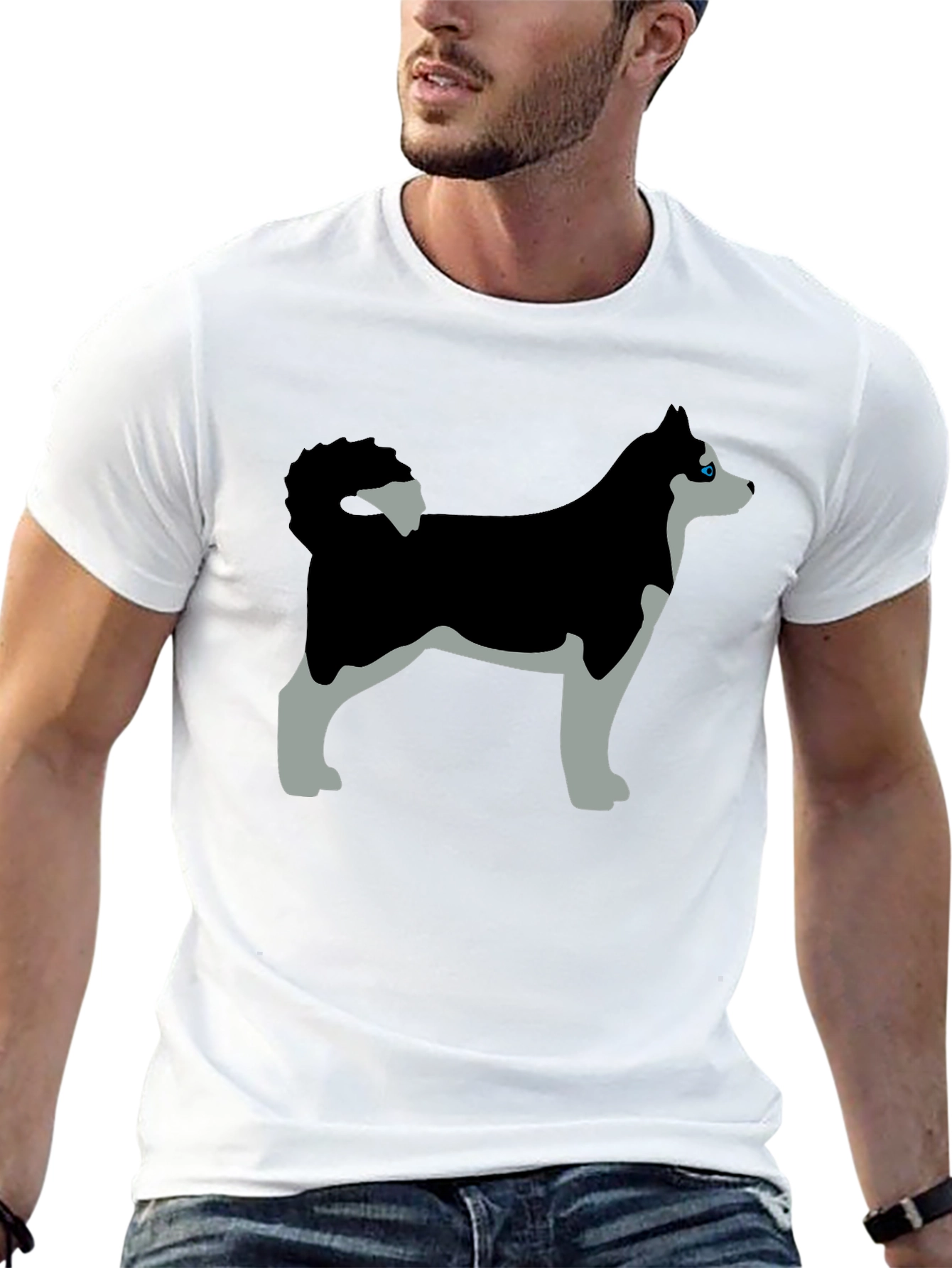 Husky Dog Graphic Tee - Black T-Shirt