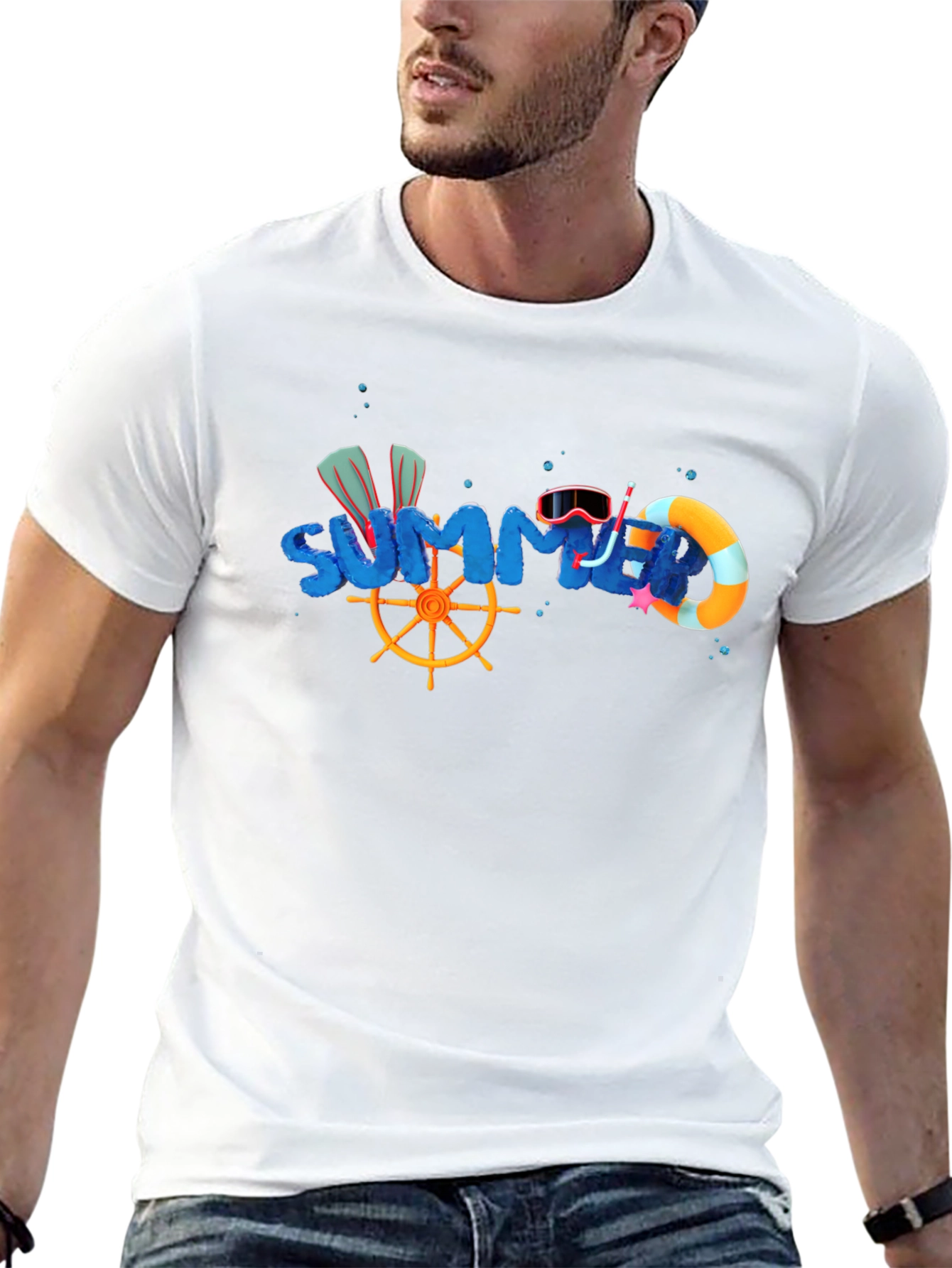Summer Fun Graphic Tee - Black Cotton T-Shirt