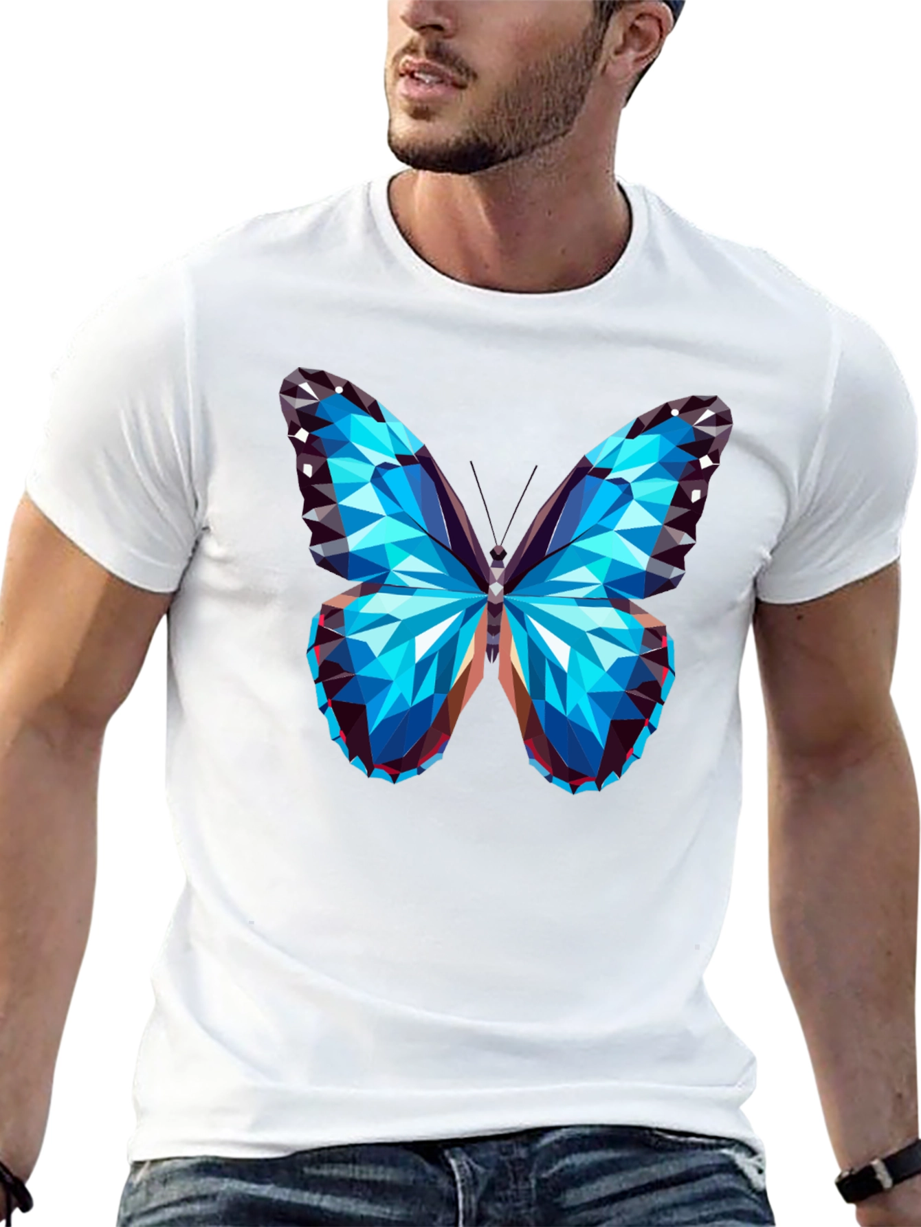 Geometric Butterfly Graphic Tee - Mens Black T-Shirt