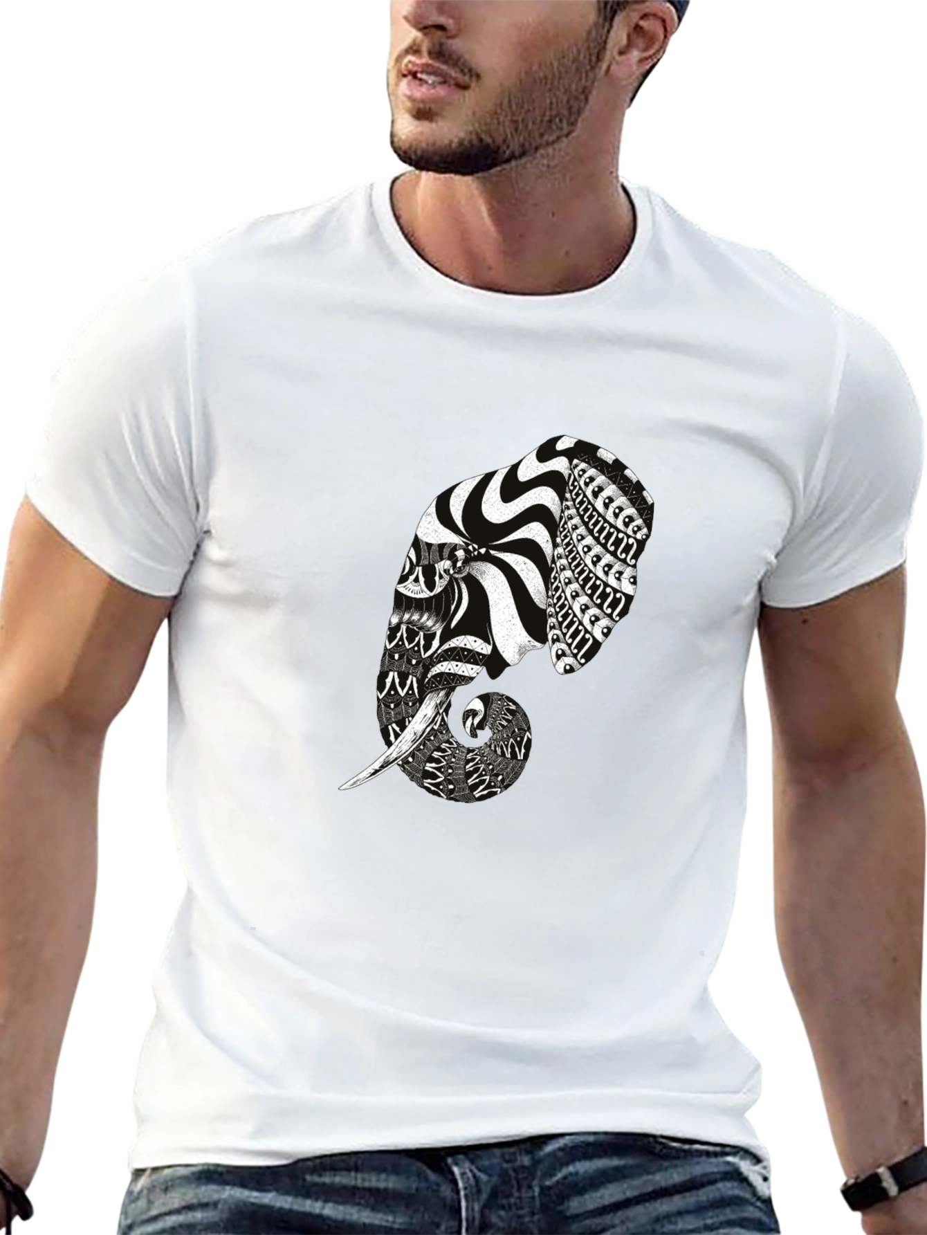 Elephant Graphic Print Tee - Modern Mens T-Shirt