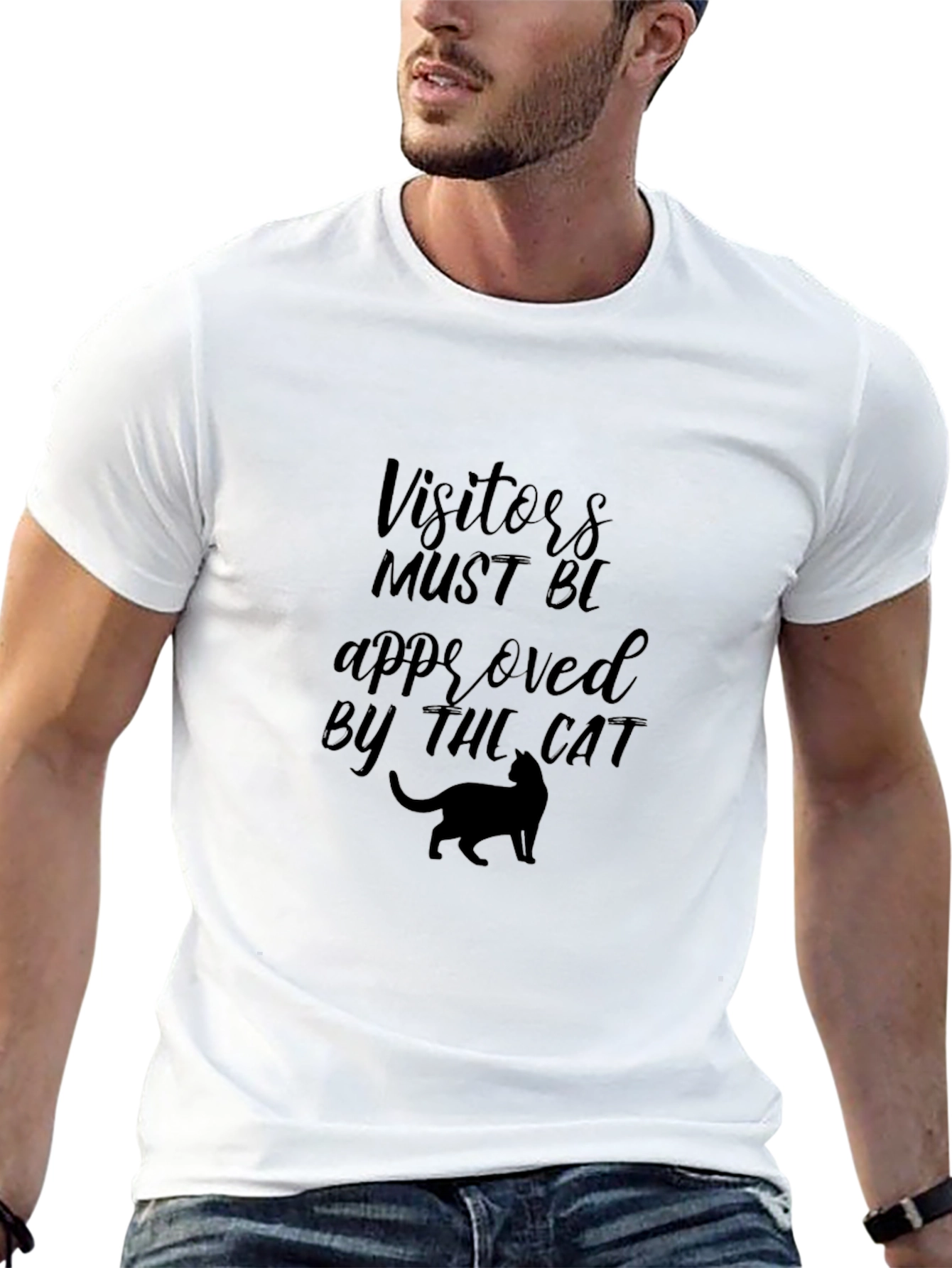 Visitors Approved by Cat Black T-Shirt