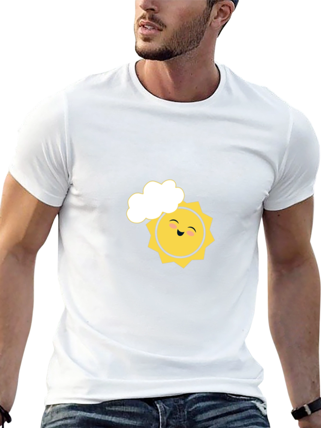 Smiling Sun Graphic Tee - Black Cotton Comfort