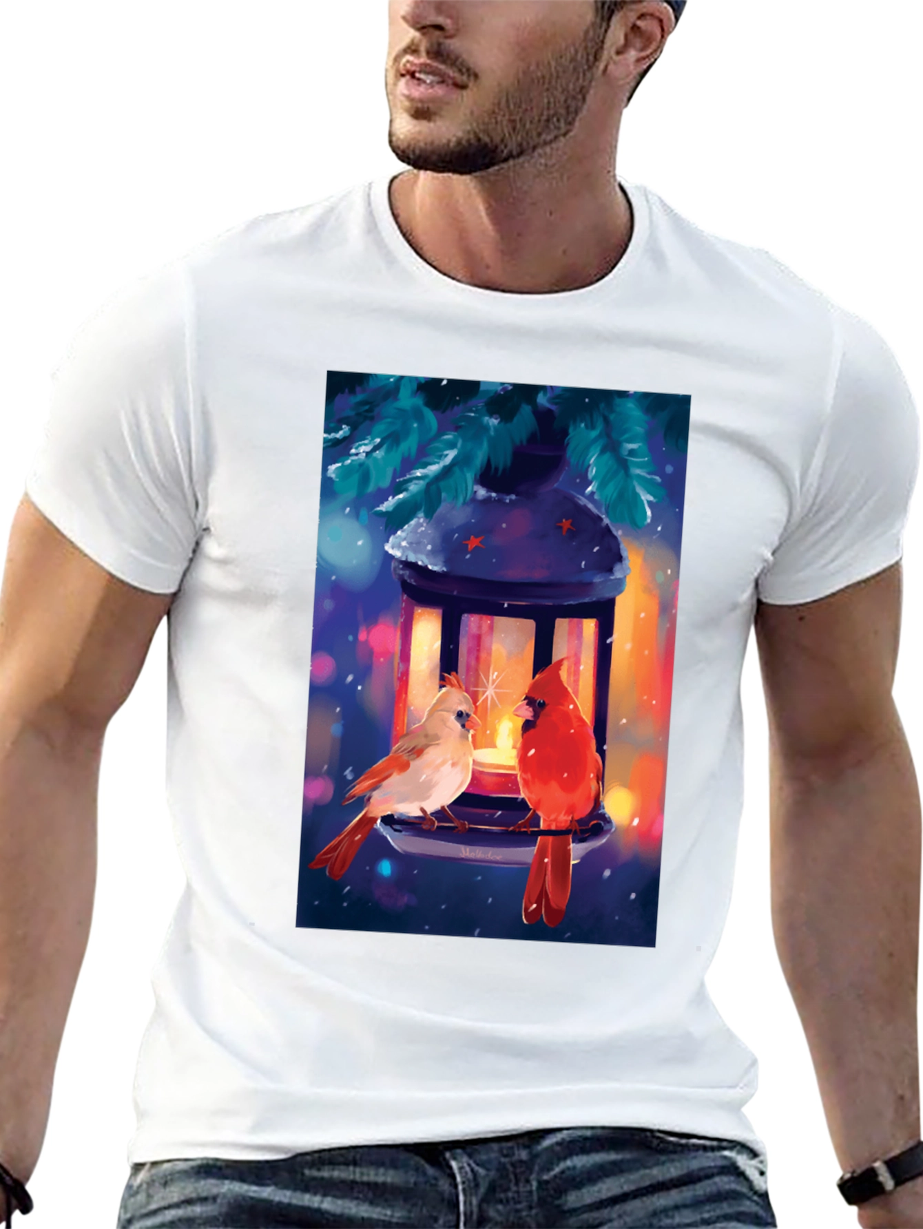 Winter Cardinal Lantern Graphic Tee