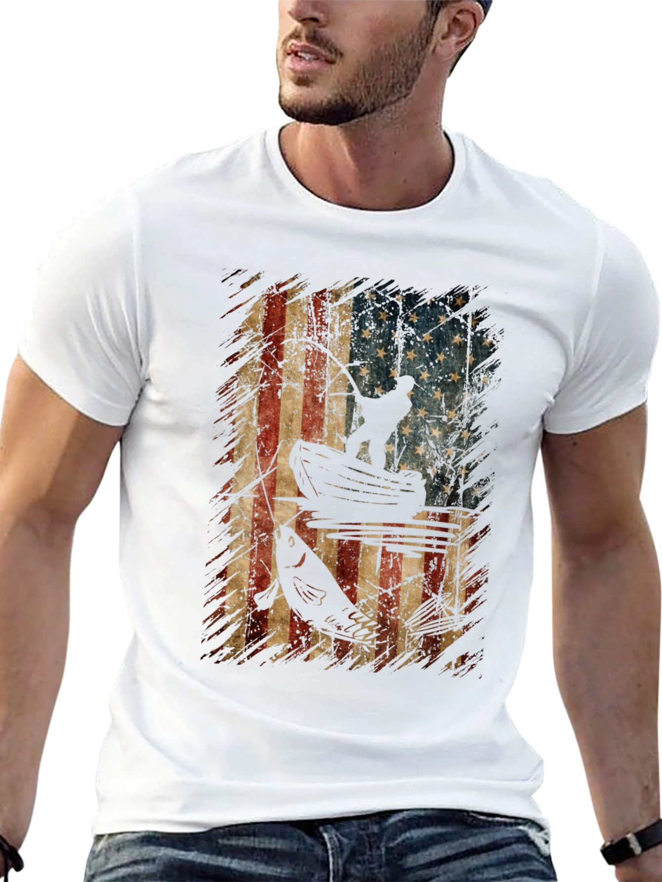 American Flag Fishing Graphic Tee