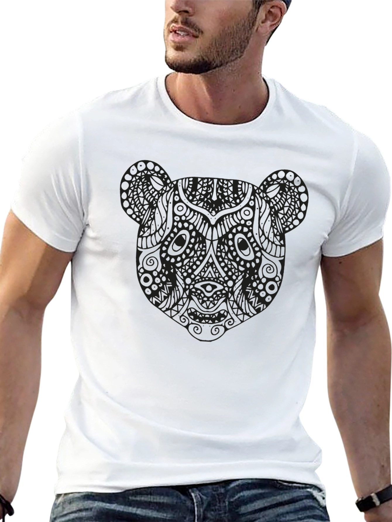 Mens Black Panda Graphic T-Shirt