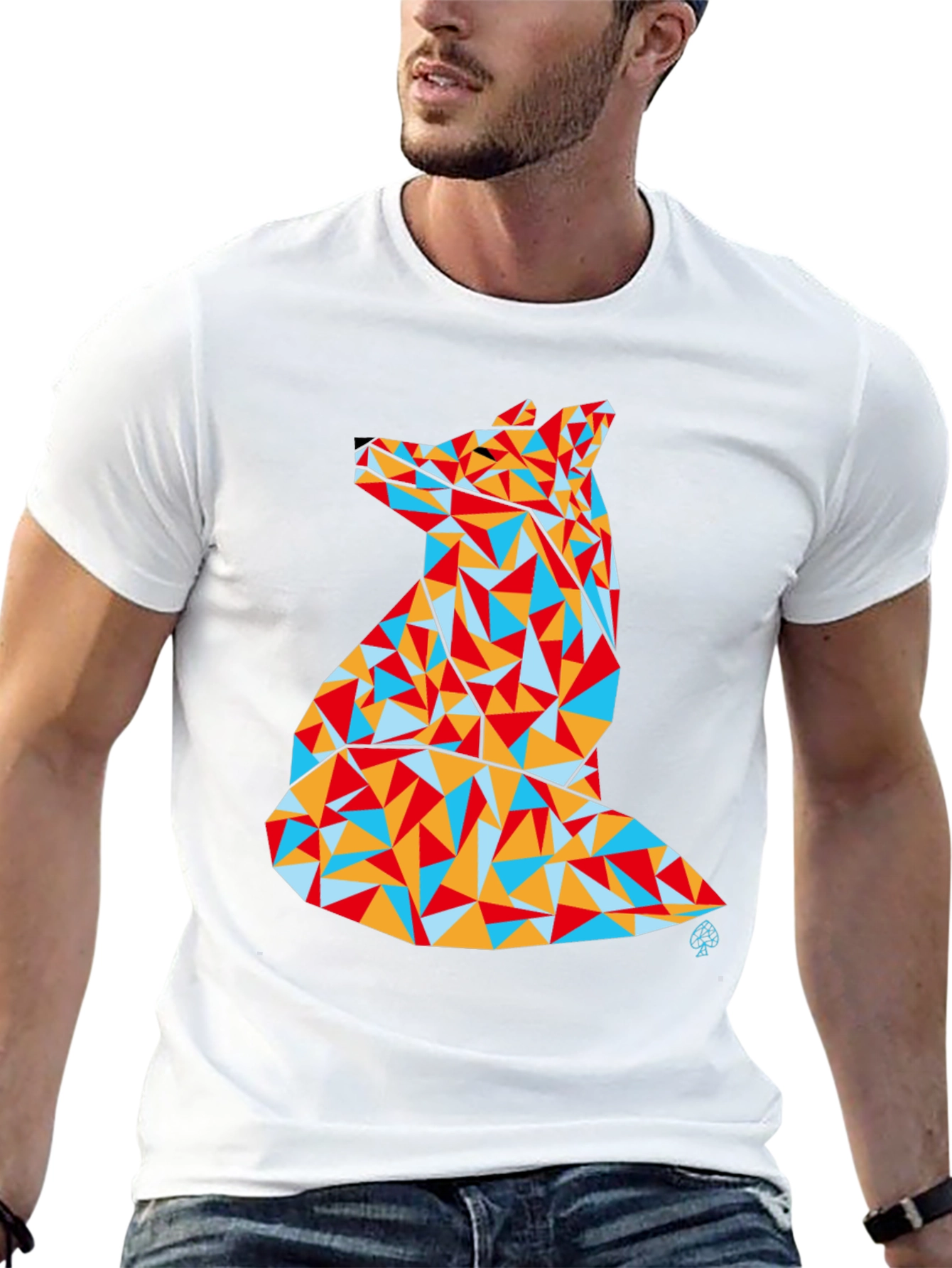 Geometric Fox Graphic Tee - Modern Art Shirt