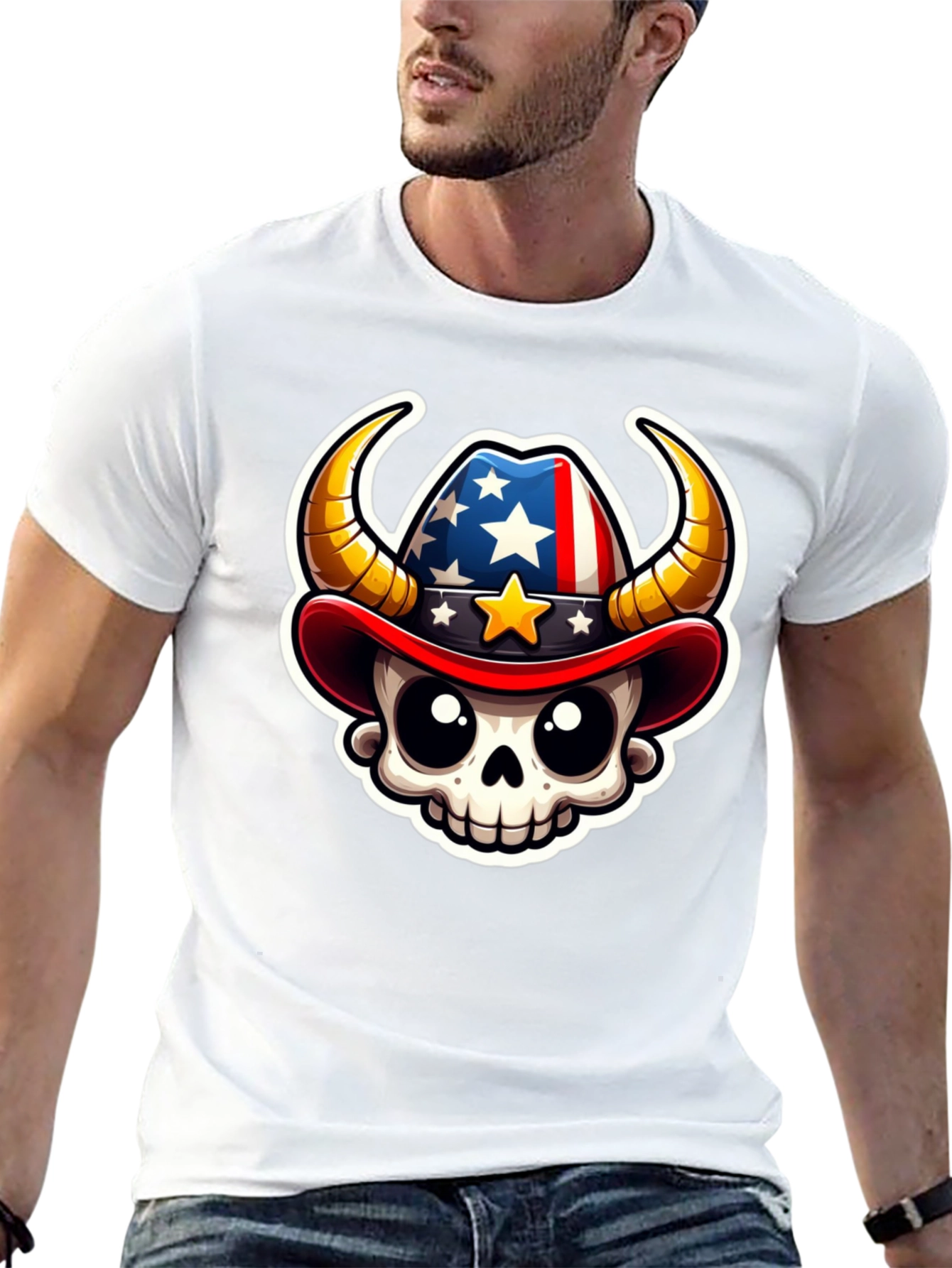 Patriotic Cowboy Skull T-Shirt
