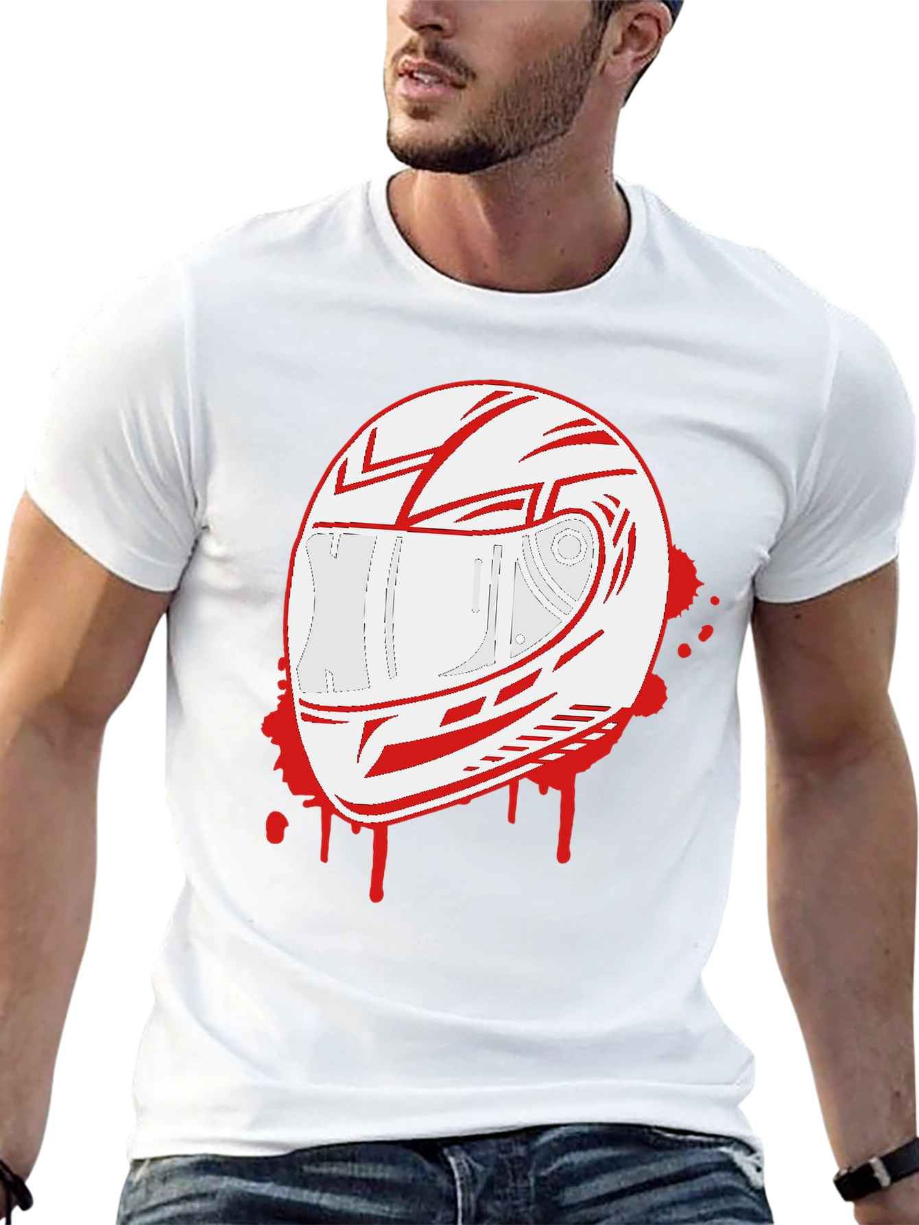 Helmet Graphic T-Shirt - Black Crew Neck Tee