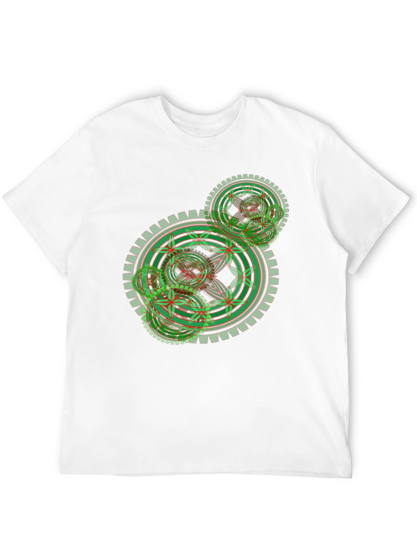 Geometric Gear Design Black T-Shirt