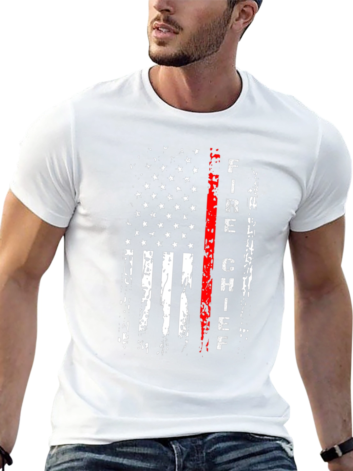 Fire Chief USA Flag Graphic T-Shirt