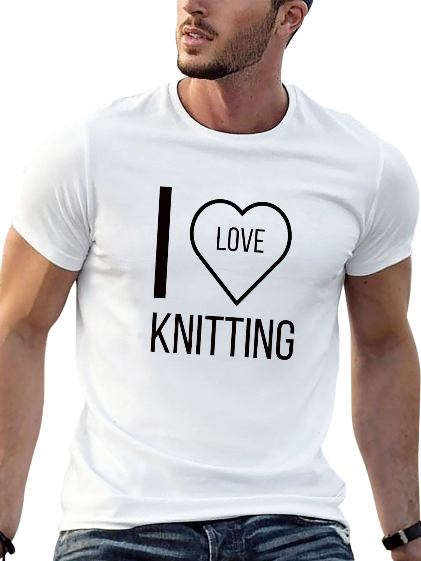 I Love Knitting T-Shirt - Black Cotton Tee