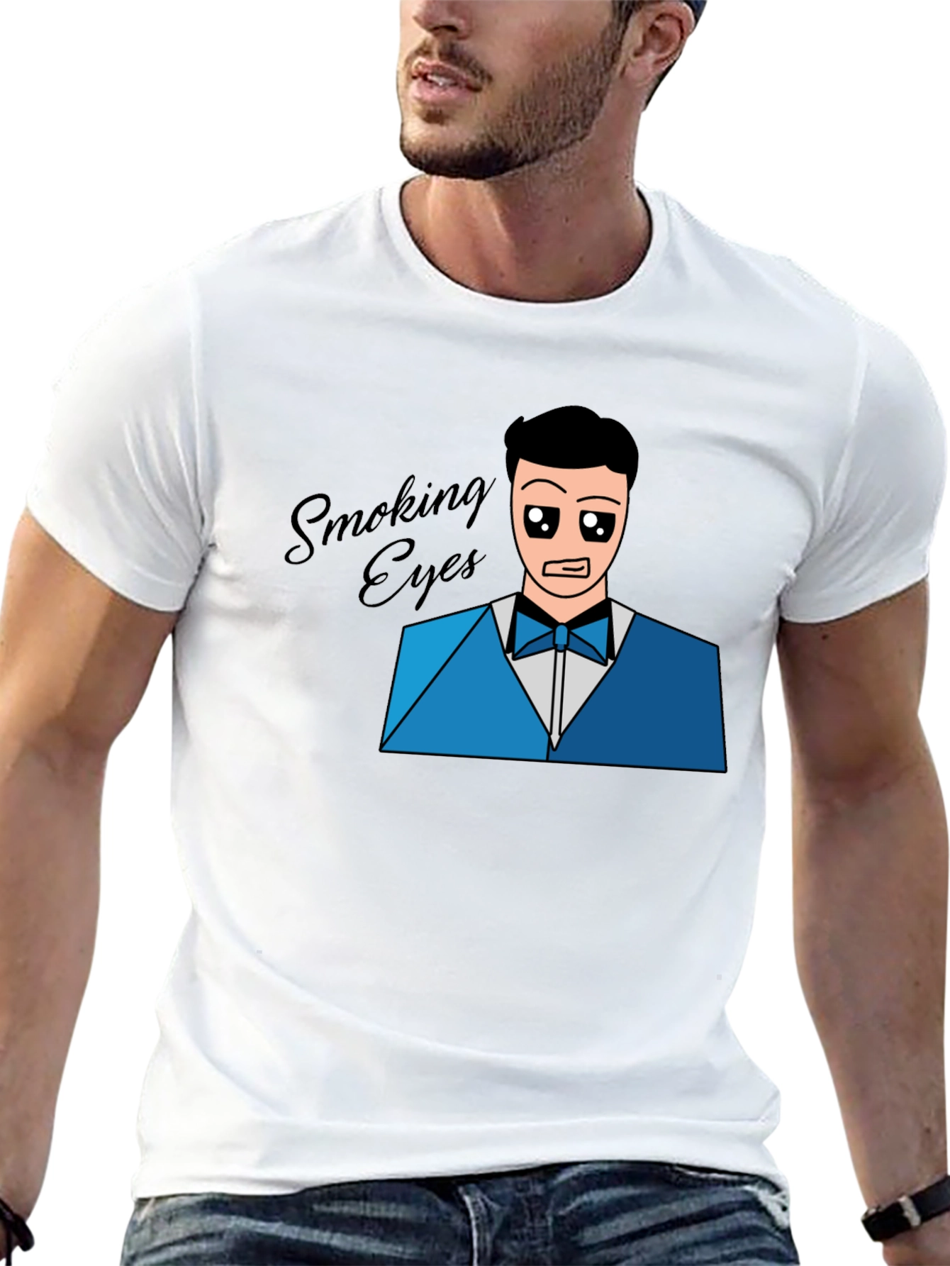 Smoking Eyes Graphic T-Shirt - Black Cotton Tee