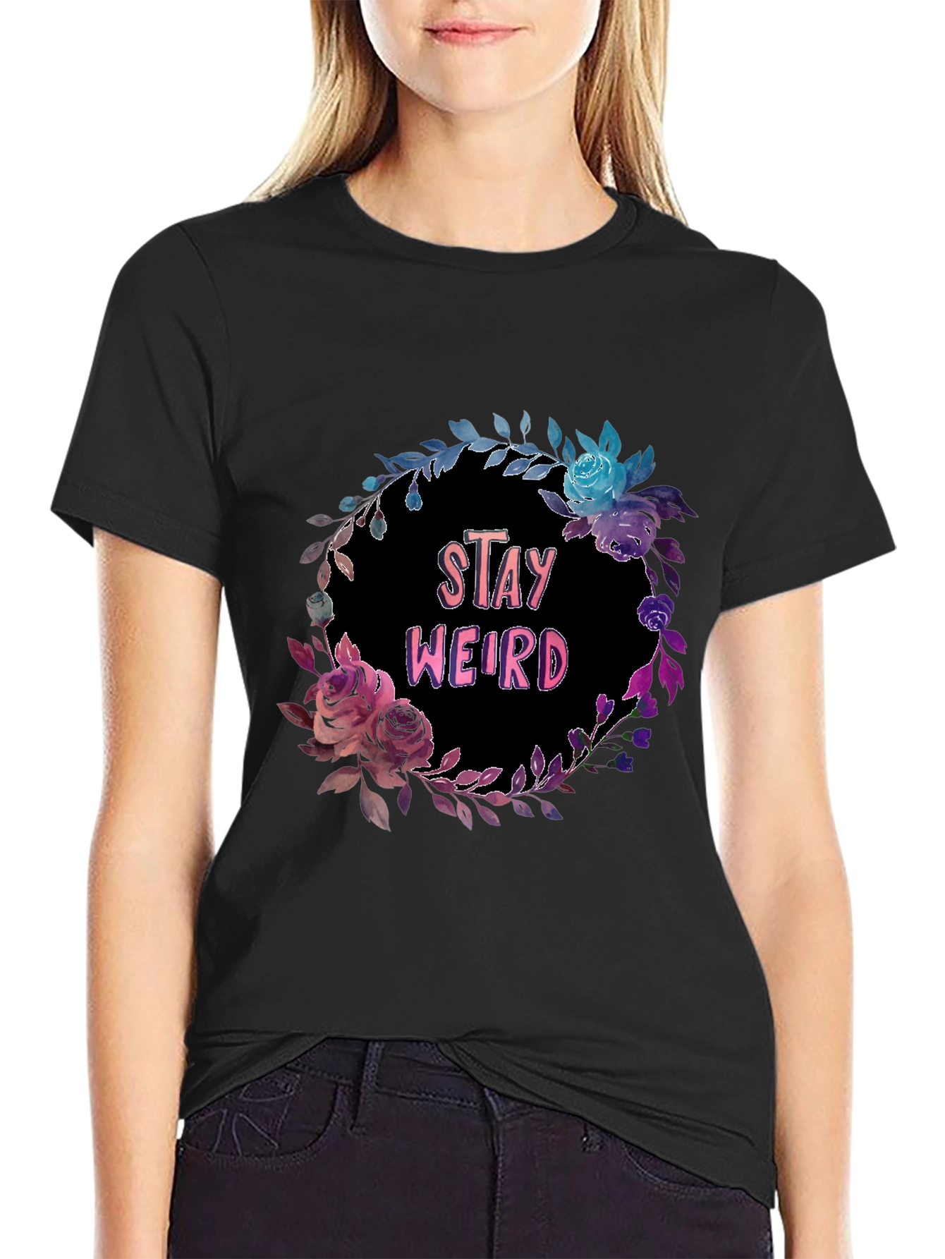 Stay Weird Floral Wreath Graphic Tee - Unisex