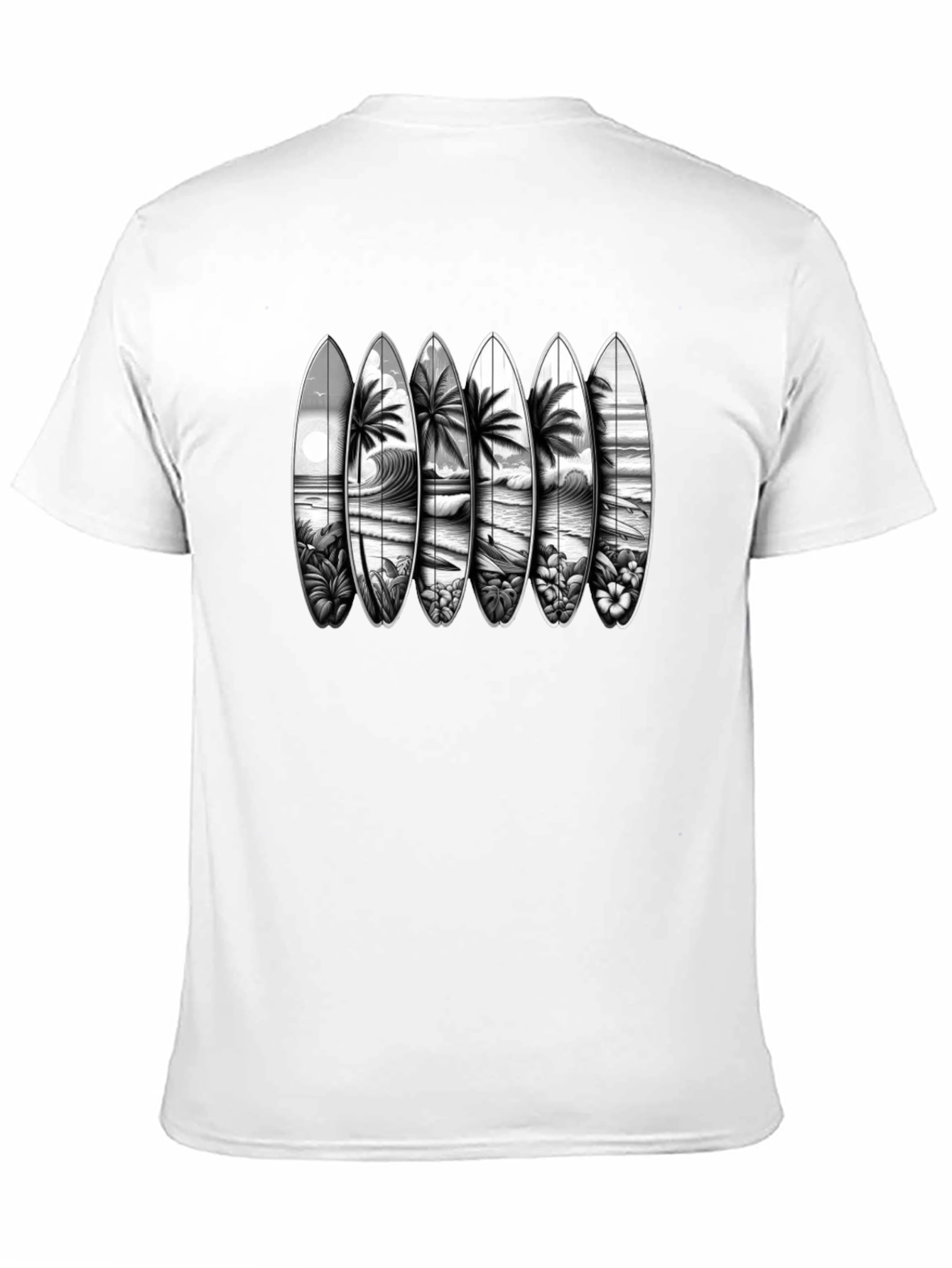Surfboard Beach Scene Graphic T-Shirt