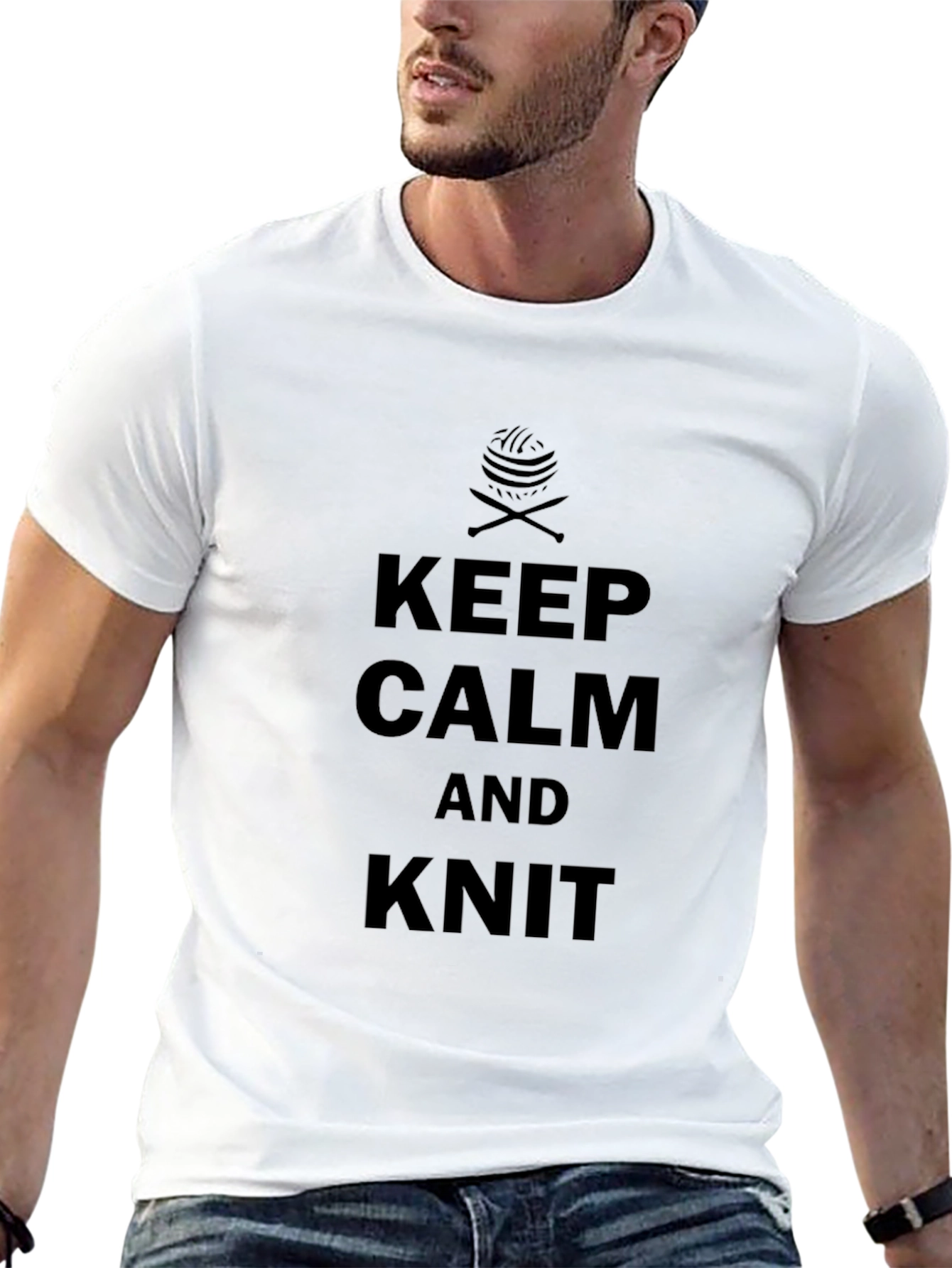 Keep Calm and Knit - Black T-Shirt