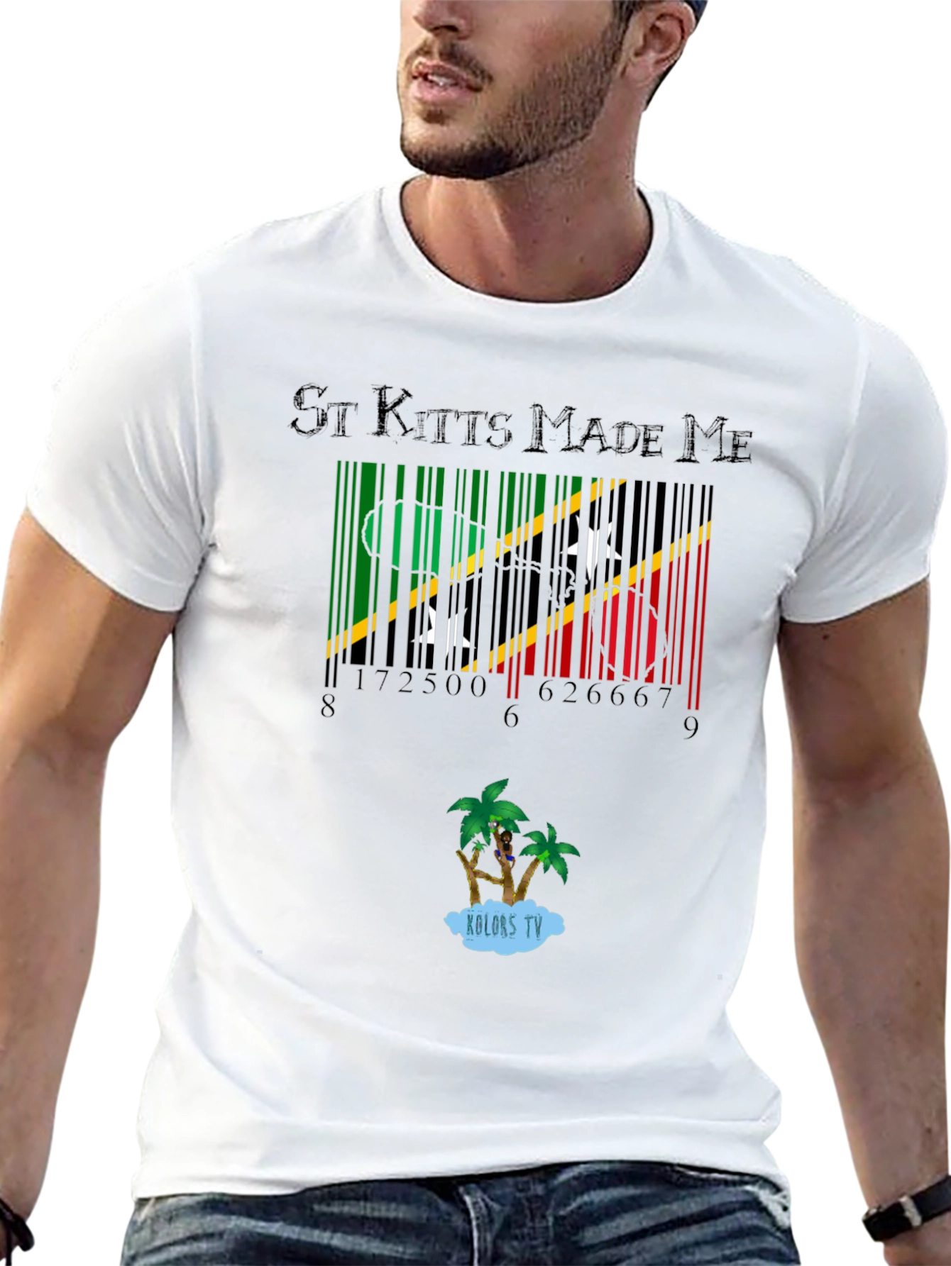 St. Kitts Made Me Barcode Graphic Tee