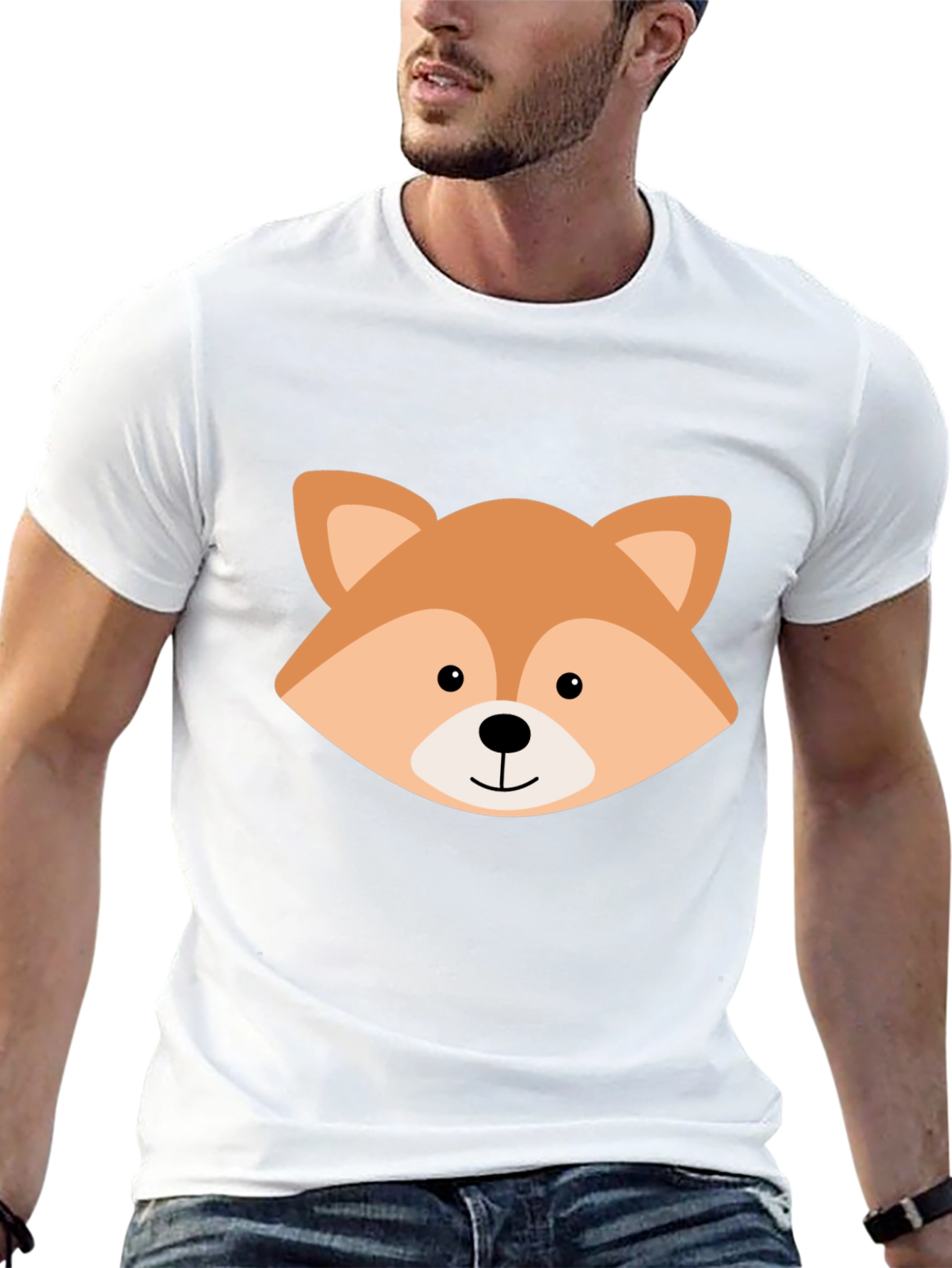 Cute Fox Graphic Black T-Shirt