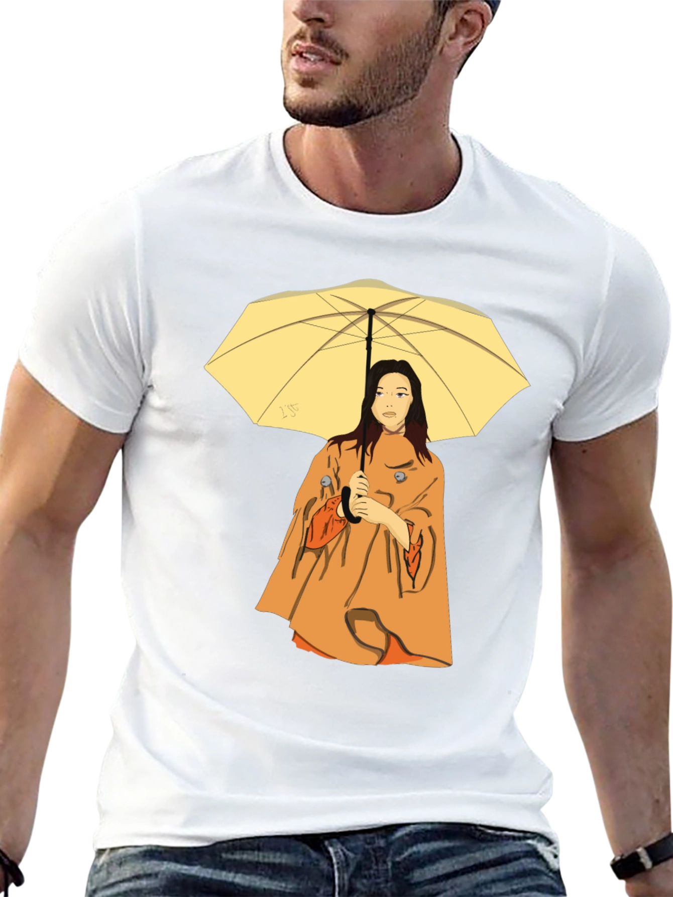Woman with Umbrella T-Shirt - Black