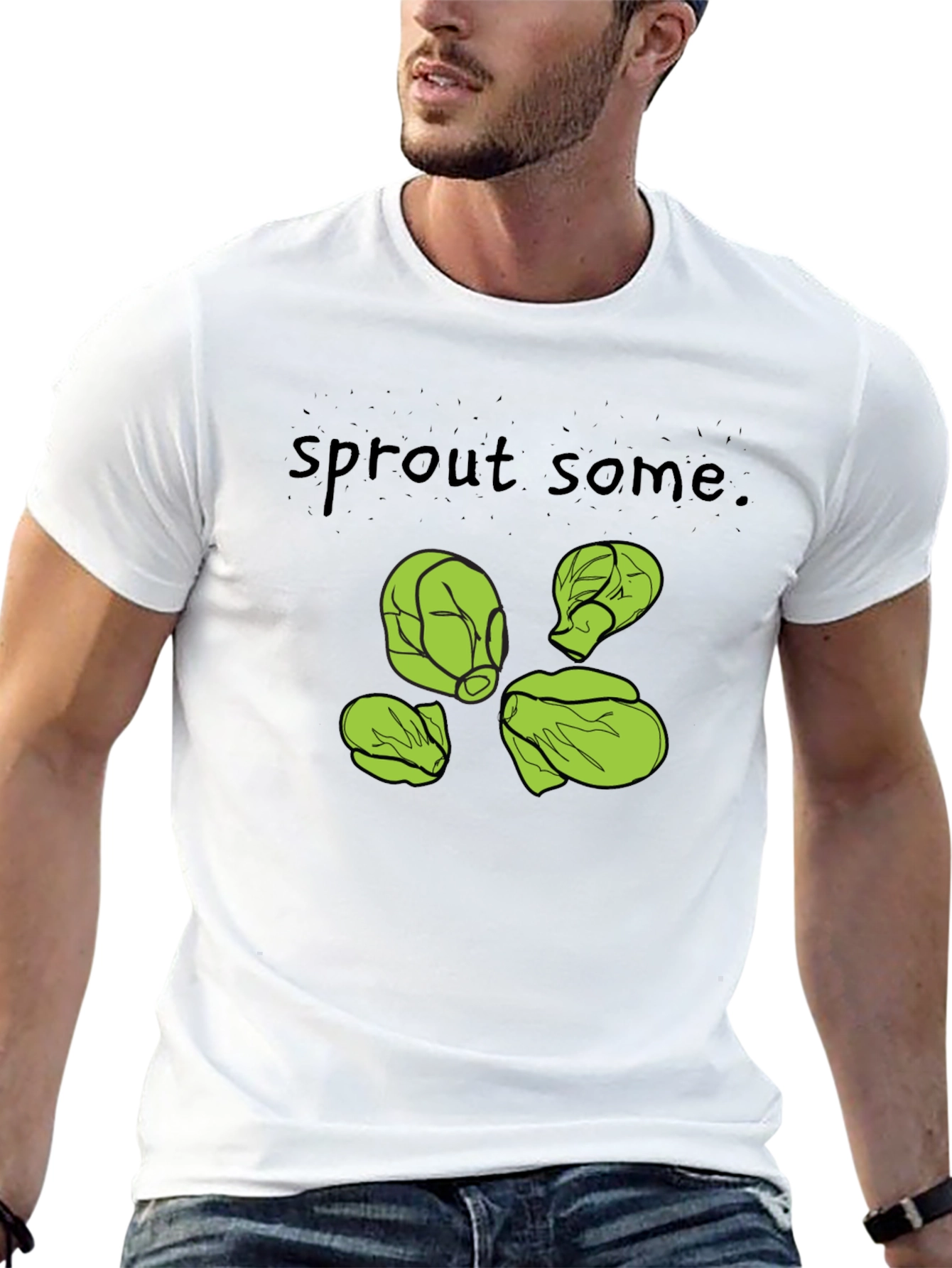 Sprout Some T-Shirt - Black Cotton Humorous Design