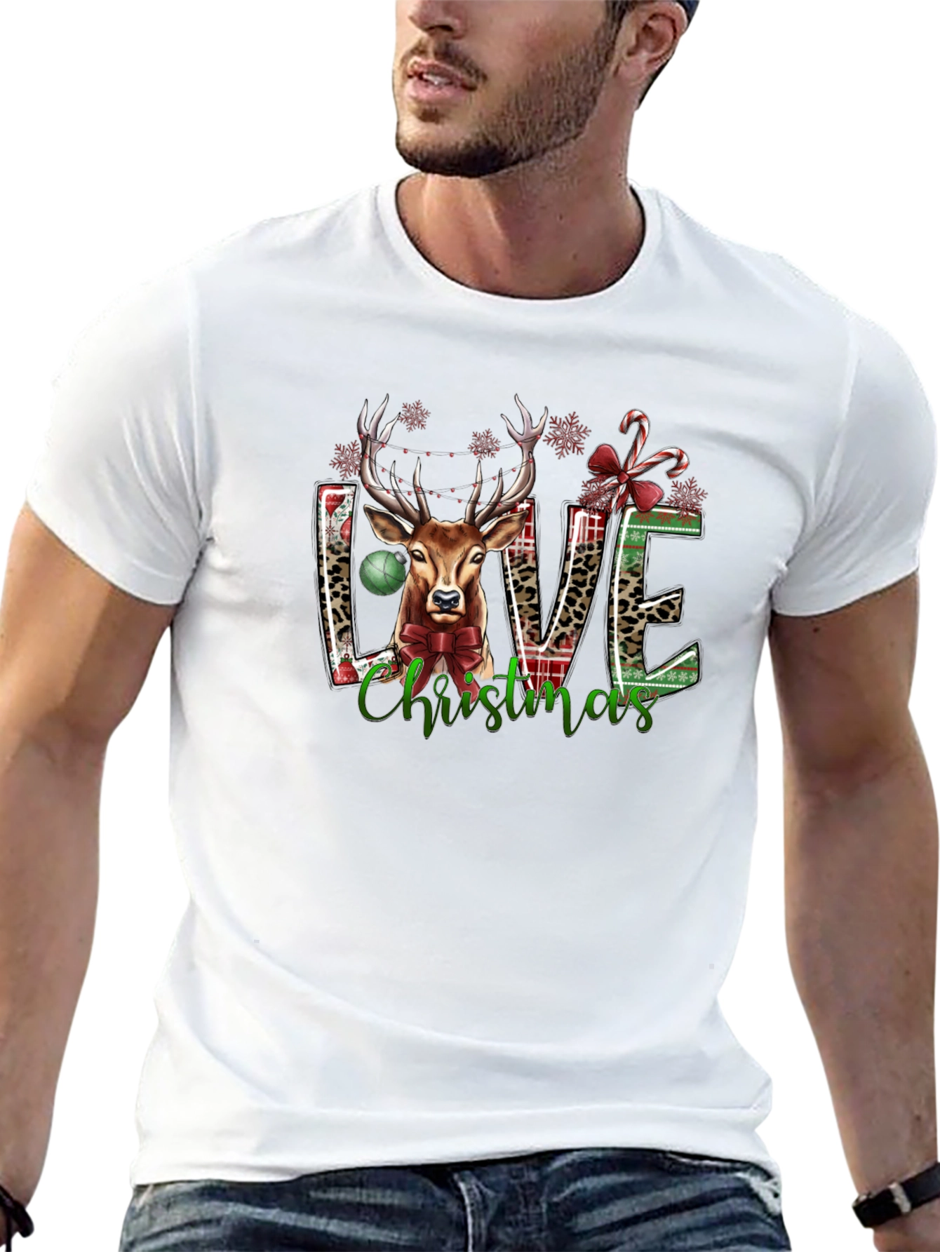 Christmas Reindeer T-Shirt Festive Holiday Tee