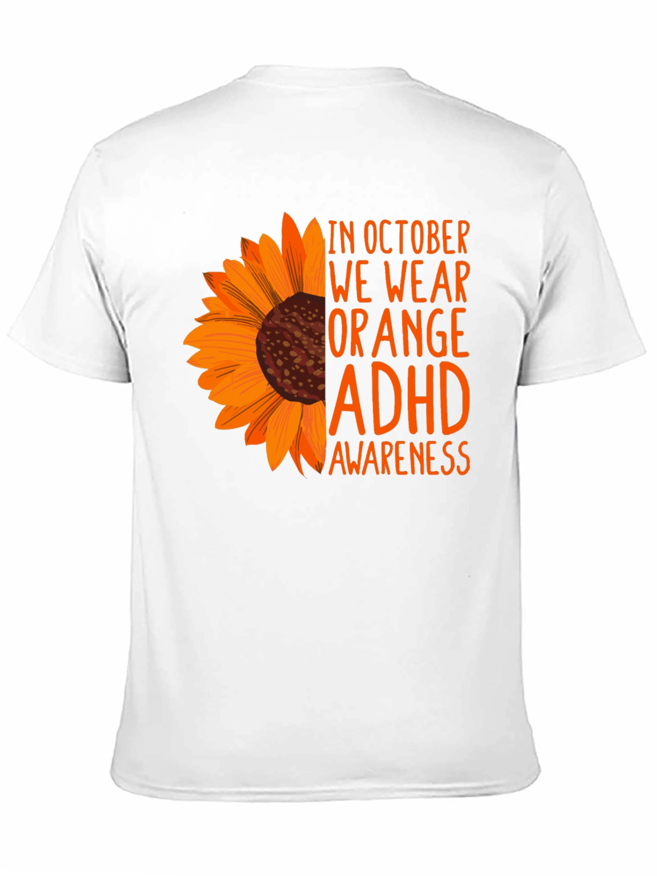 Orange ADHD Awareness Sunflower T-Shirt