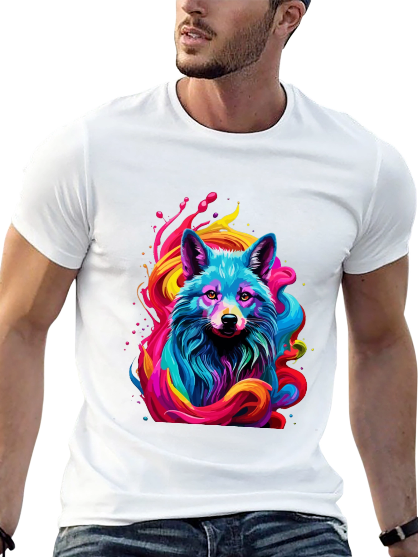 Vibrant Fox Graphic Black Tee