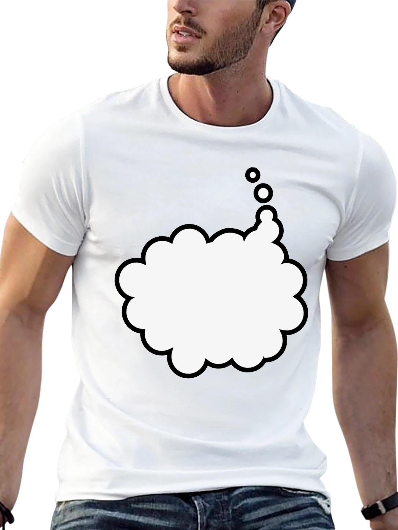 Mens Black T-Shirt with Thought Bubble Design