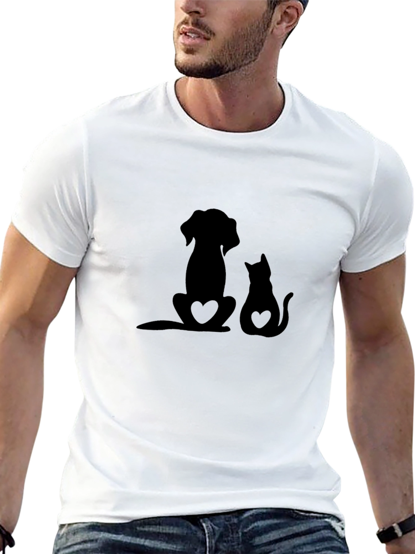 Dog & Cat Love Black T-Shirt