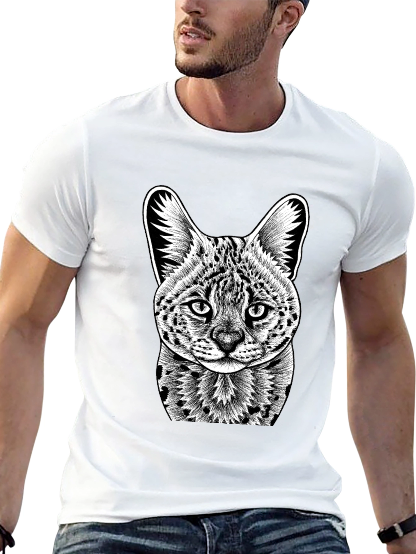 Serval Cat Graphic T-Shirt - Cool Animal Print Tee