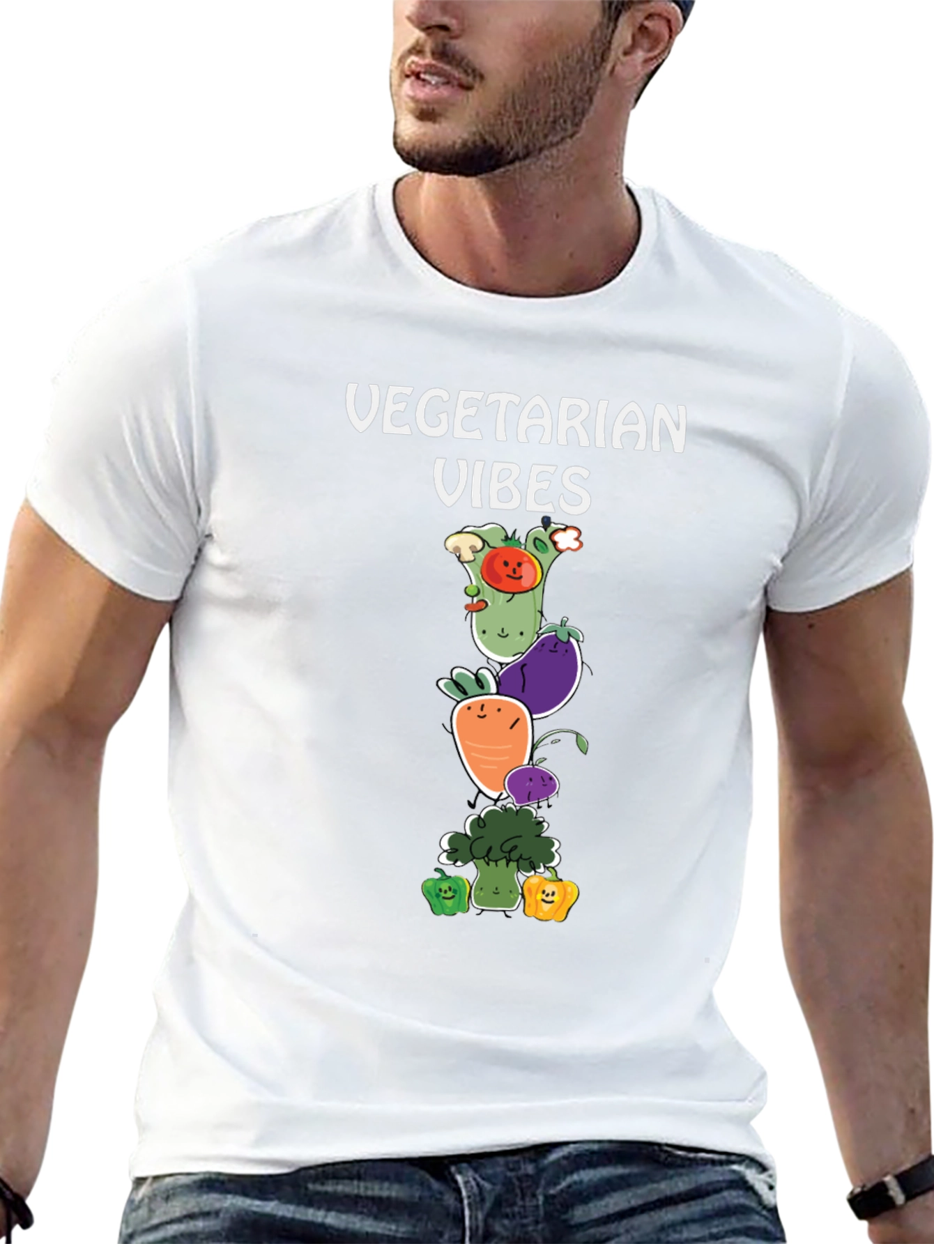Vegetarian Vibes T-Shirt - Cute Vegetable Graphic Tee