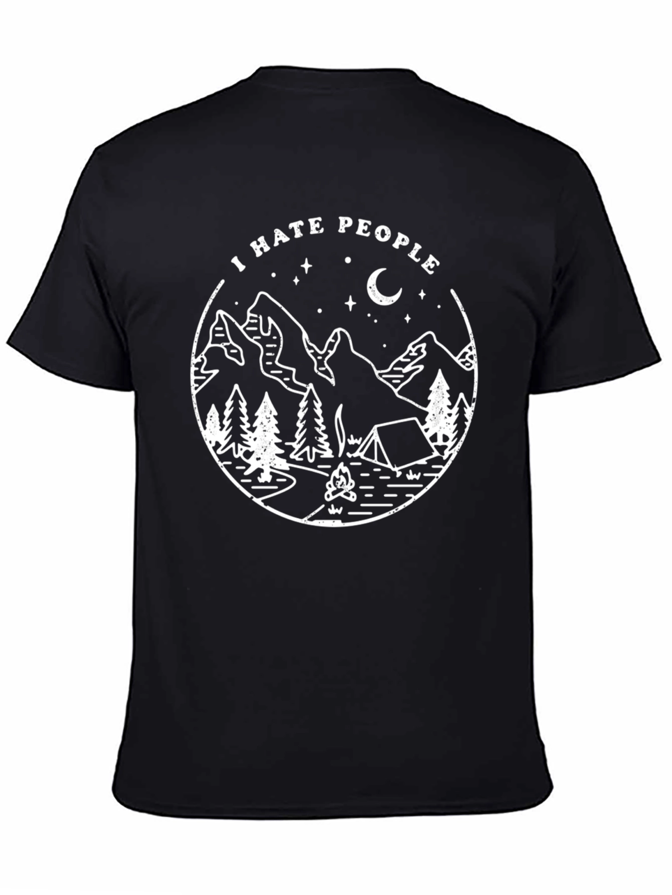 I Hate People Camping Black Graphic Tee