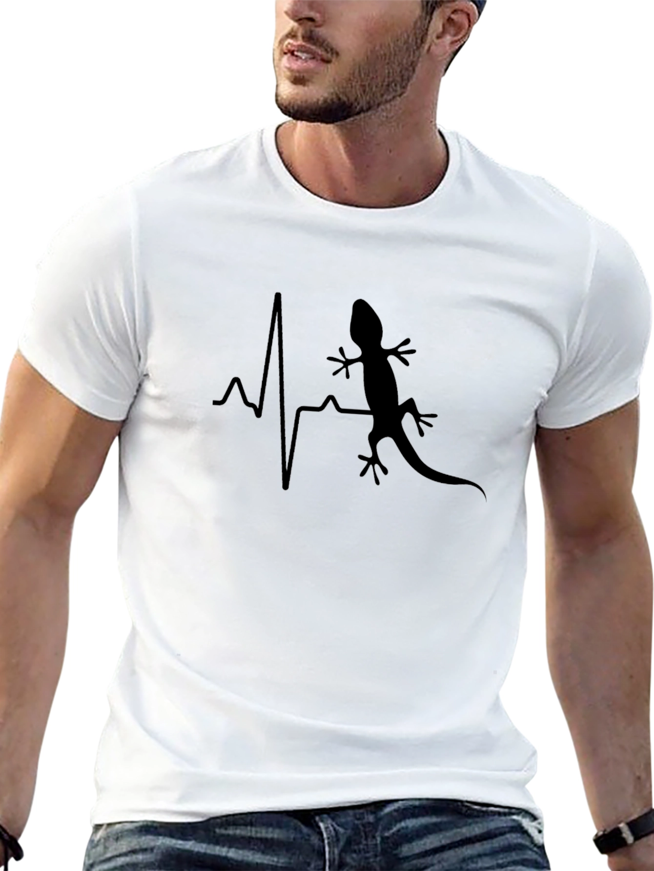 Lizard Heartbeat Graphic Tee - Cool Animal Lover Shirt