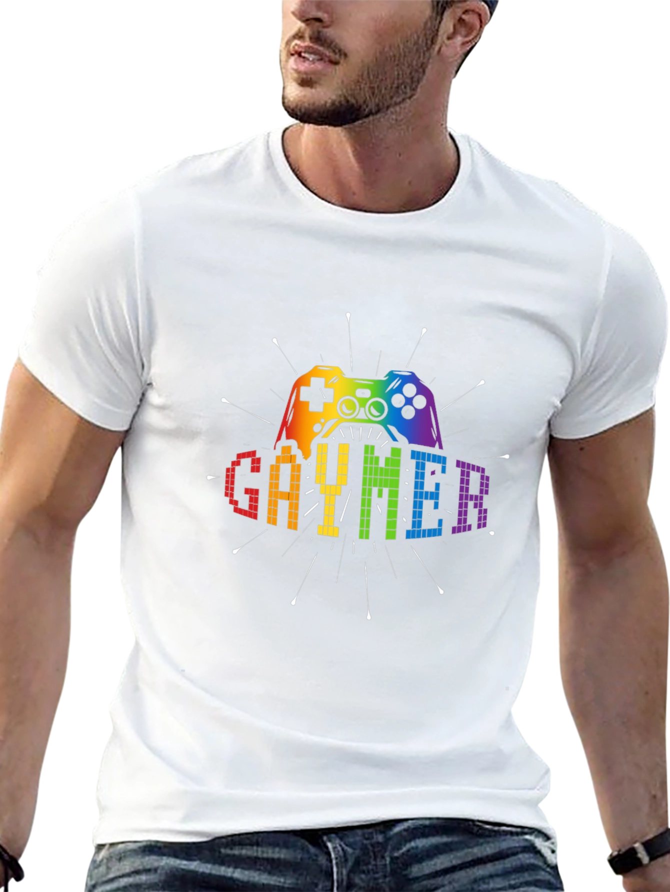 Gaymer Graphic T-Shirt - Rainbow Controller Design