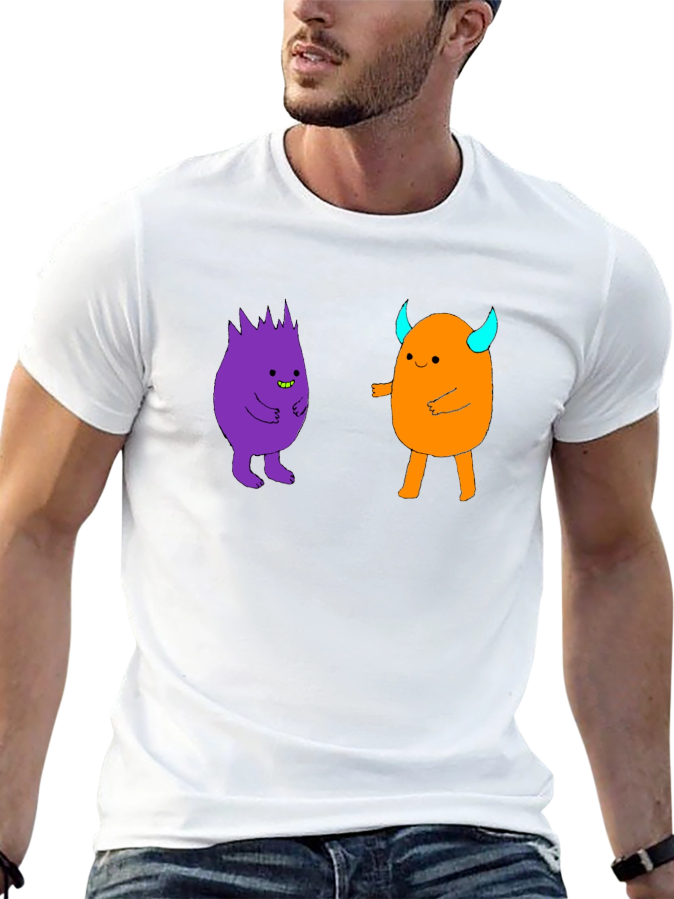Fun Cartoon Monster Graphic Black T-Shirt