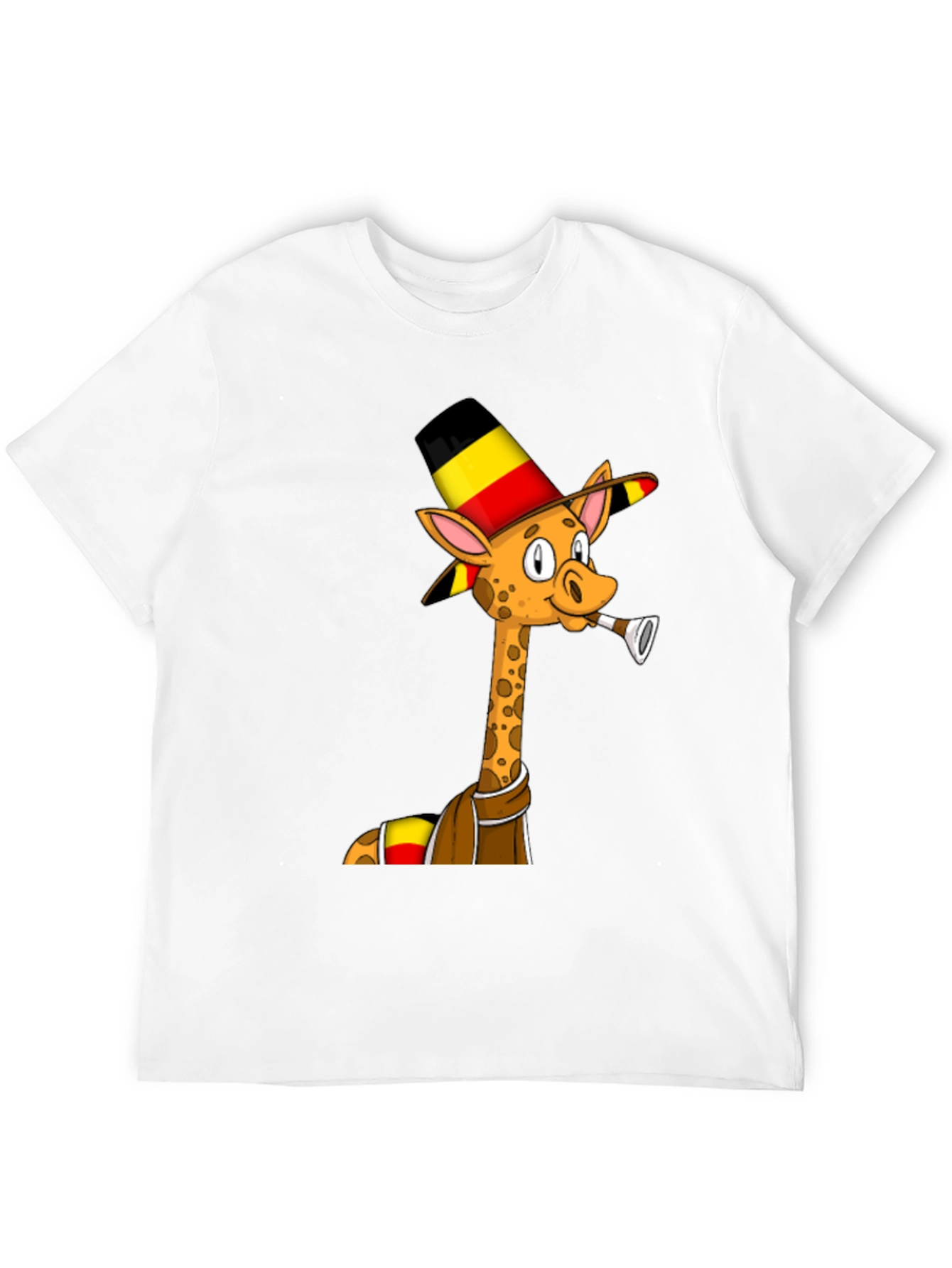 Giraffe T-Shirt: Cartoon Giraffe Wearing a Belgian Flag Hat