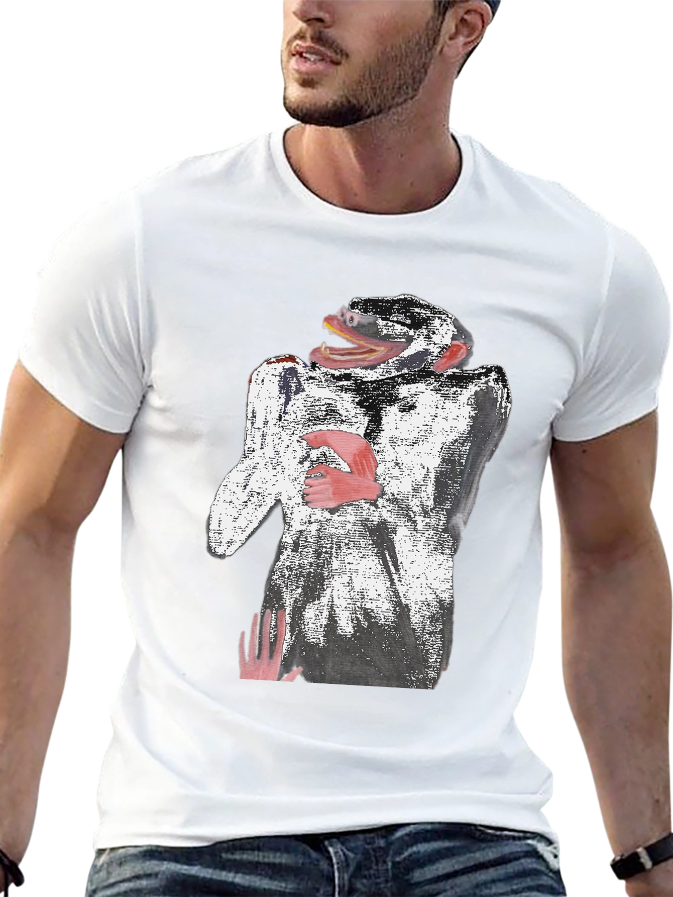 Abstract Monkey Graphic Tee - Black