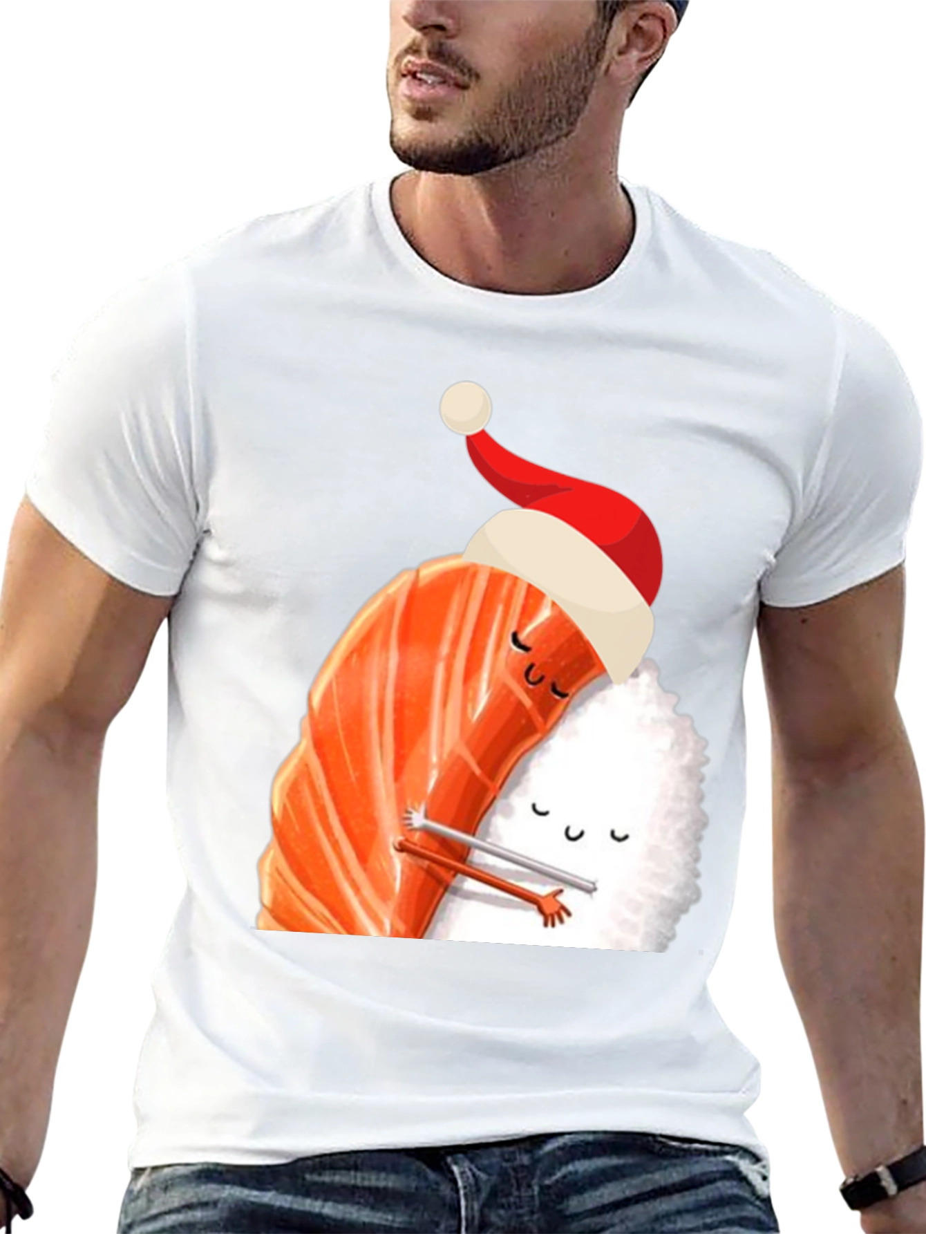 Sushi Christmas Hug Black T-Shirt