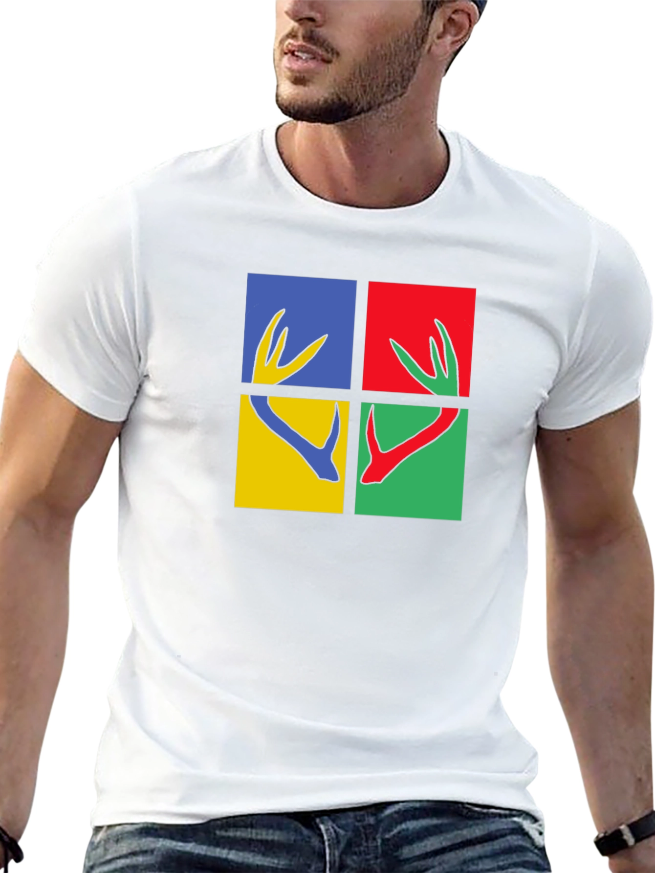 Modern Graphic Tee - Antler Pop Art Design