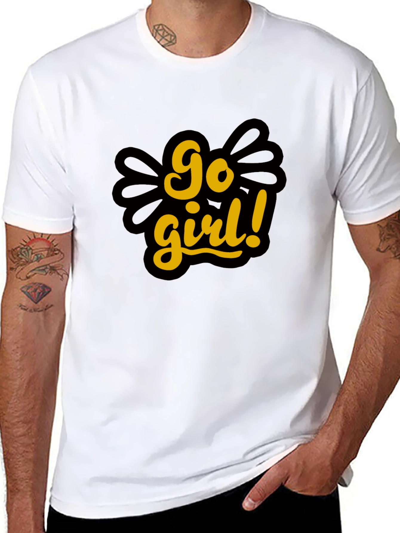 Go Girl Graphic Tee - Black Cotton T-Shirt
