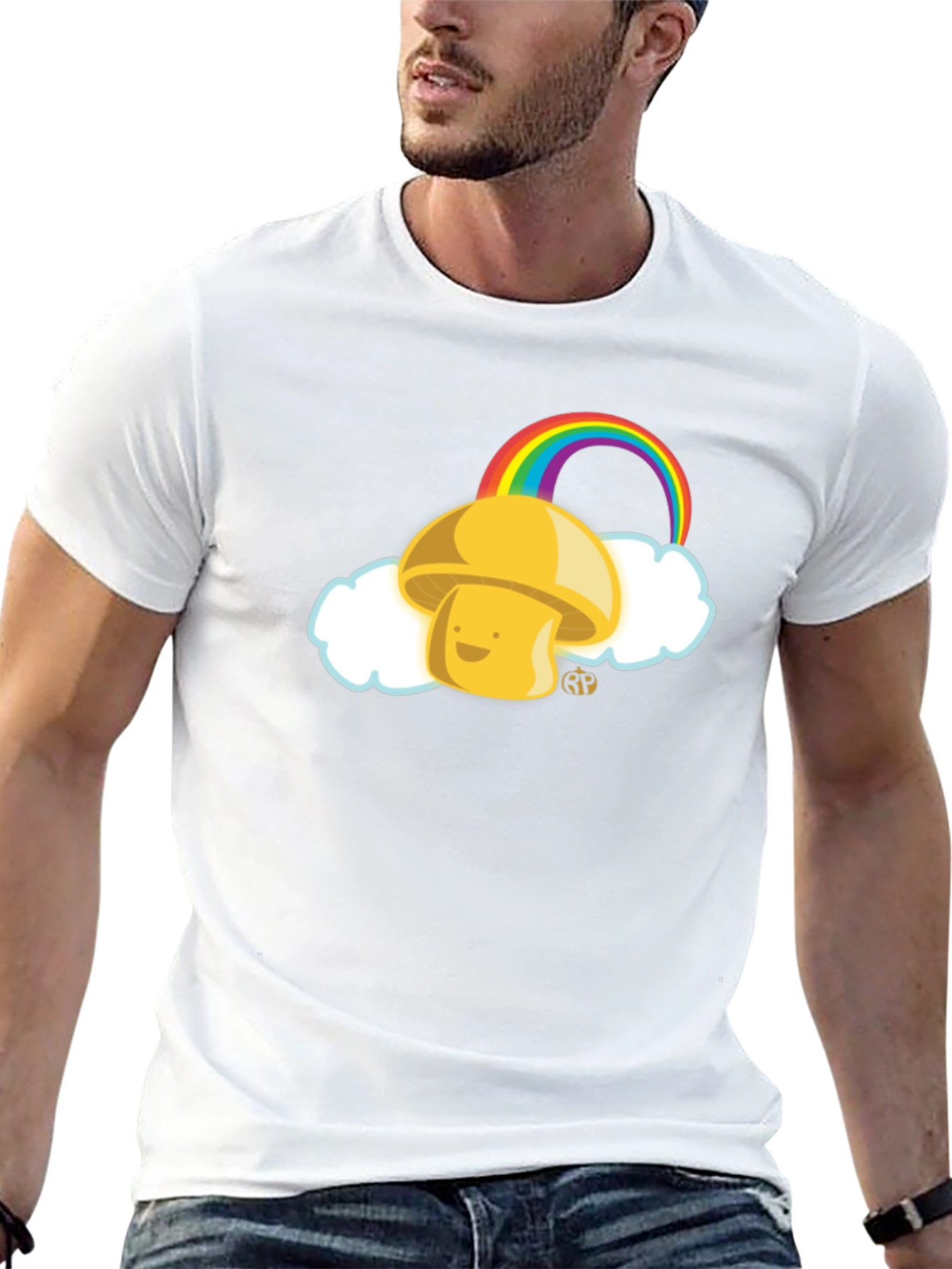 Mushroom Rainbow Graphic Tee - Funky Casual Wear