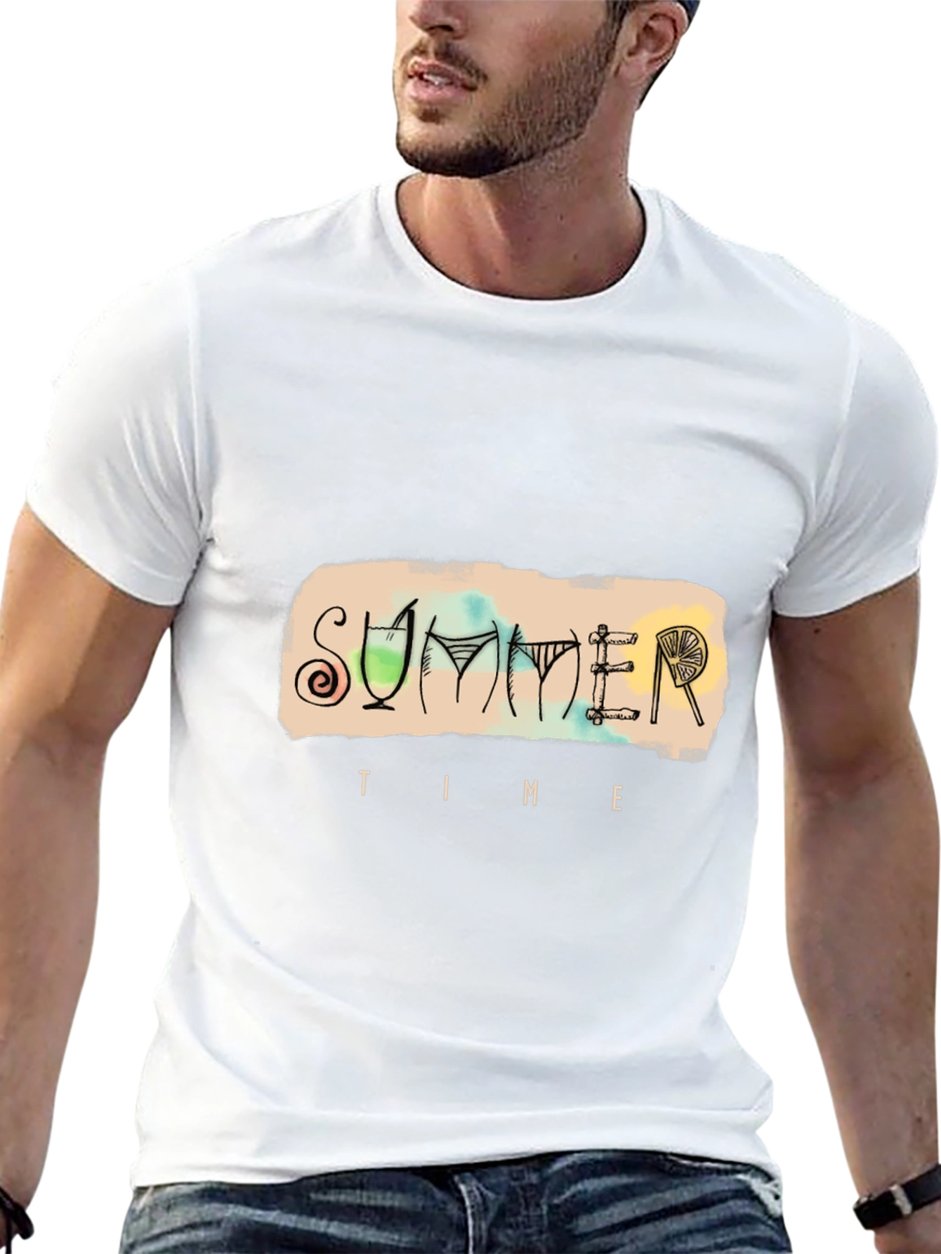 Summer Time Graphic Tee - Black Cotton T-Shirt