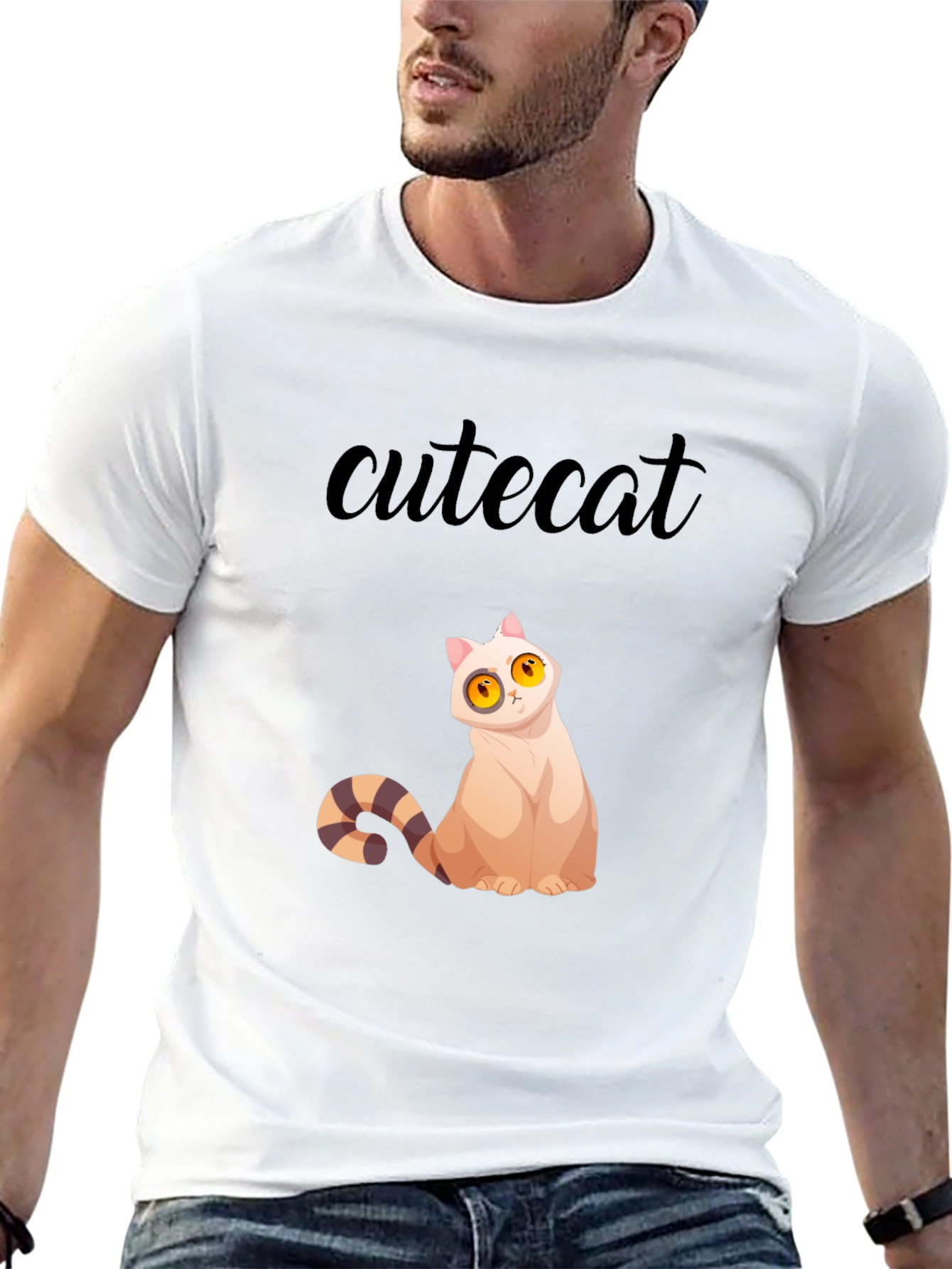 Cute Cat Graphic Tee - Stylish Black T-Shirt