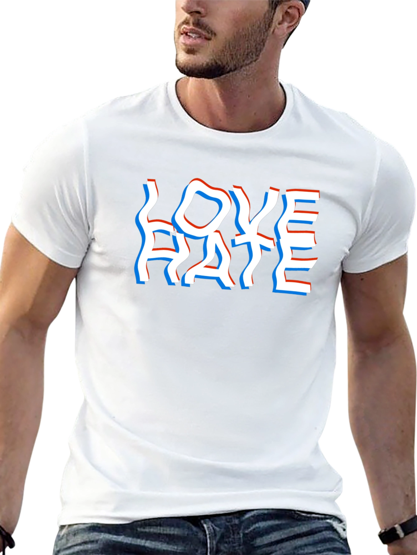 Love Hate Graphic Tee - Stylish Illusion T-Shirt