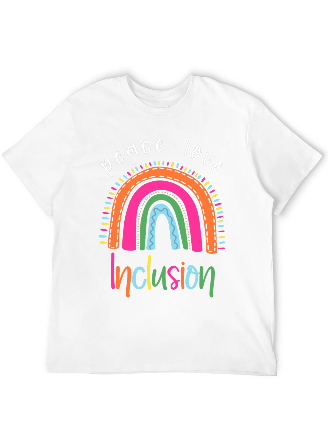 Peace Love Inclusion Rainbow Graphic Tee