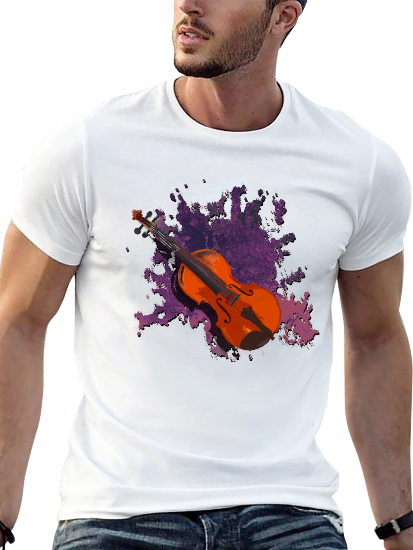 Violin Graphic Black T-Shirt - Music Lover Tee